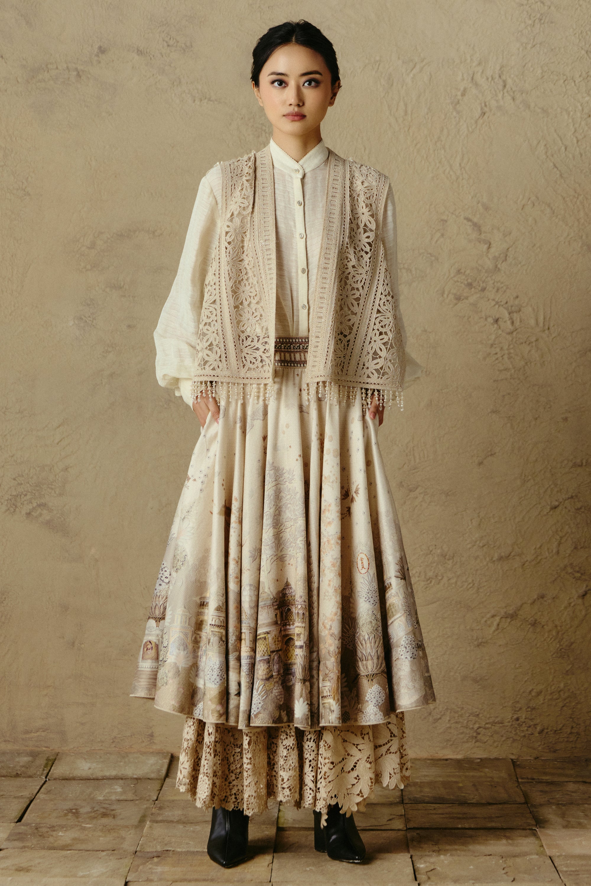 Embroidered Lace Gillet