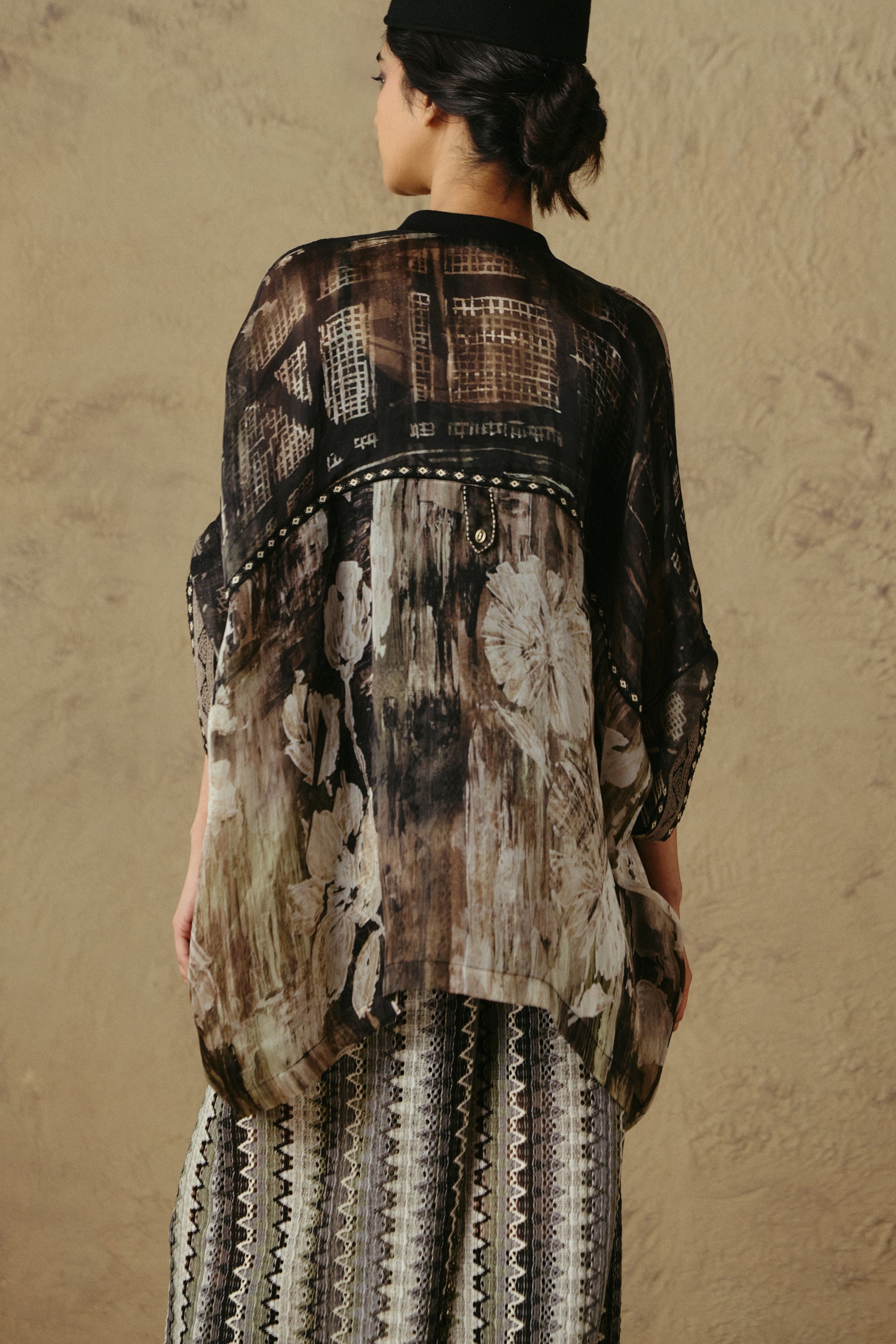Zip Collar Organza Tunic
