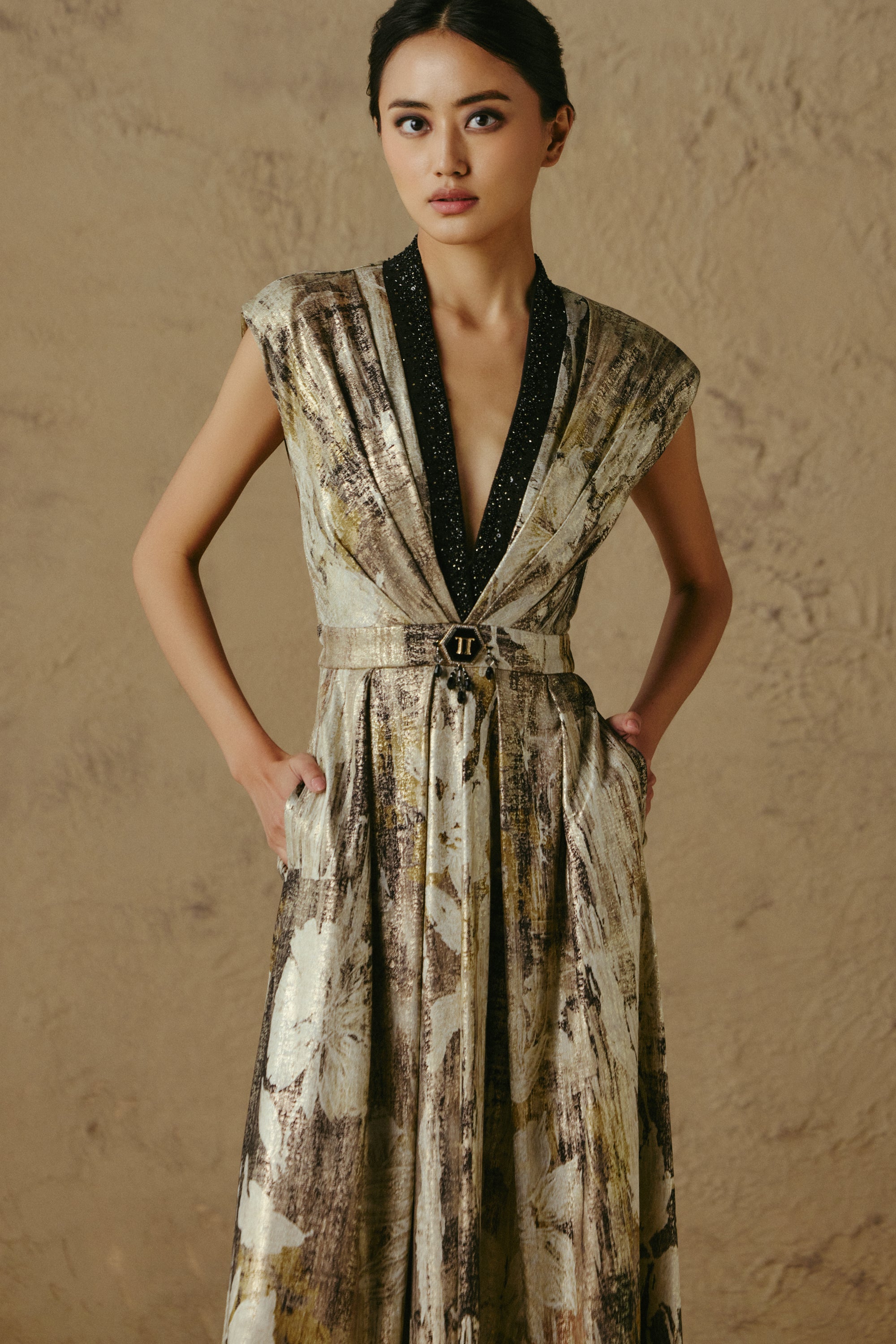 Jewel Rib Foil Jumpsuit