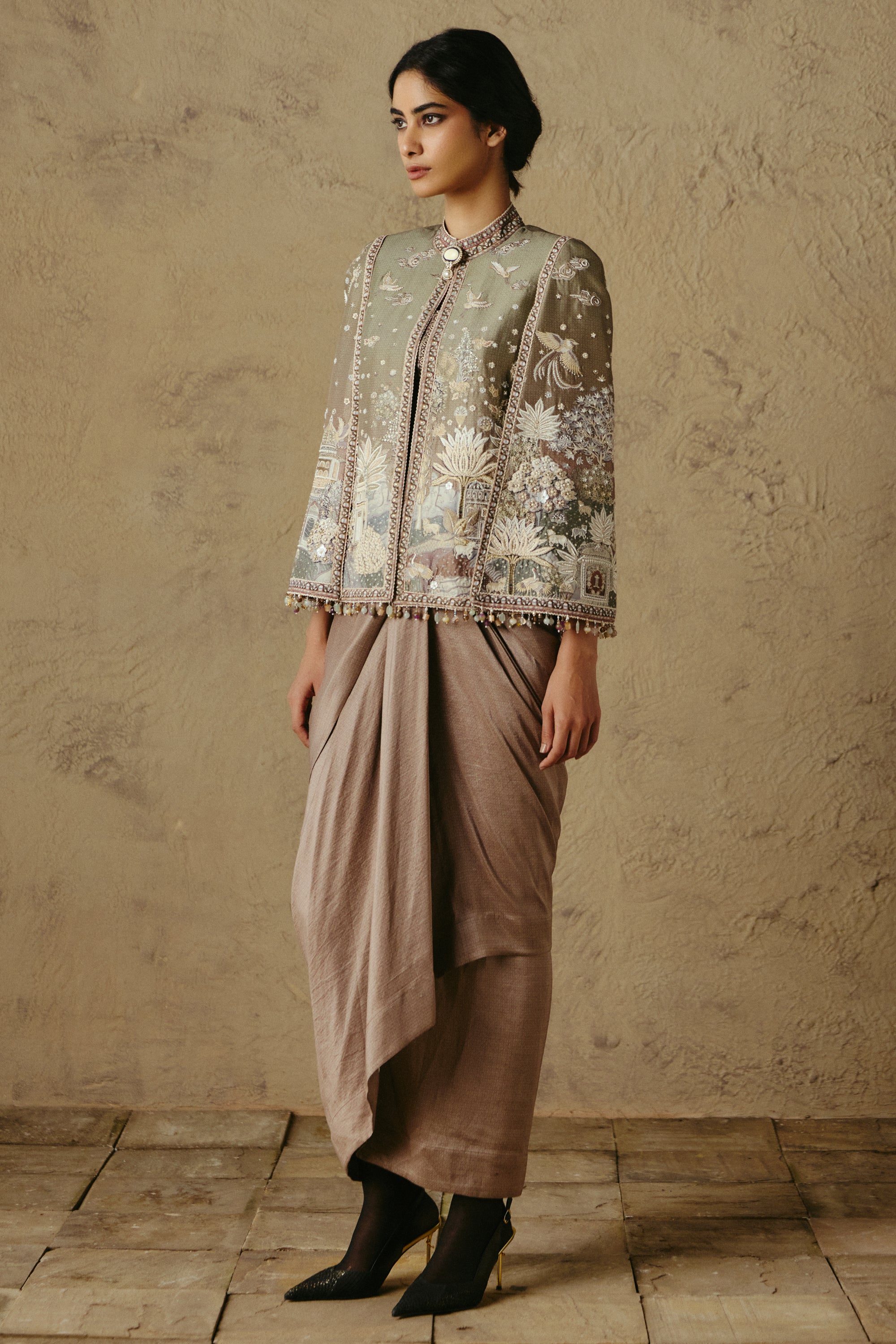 Pichwai Silk Cape