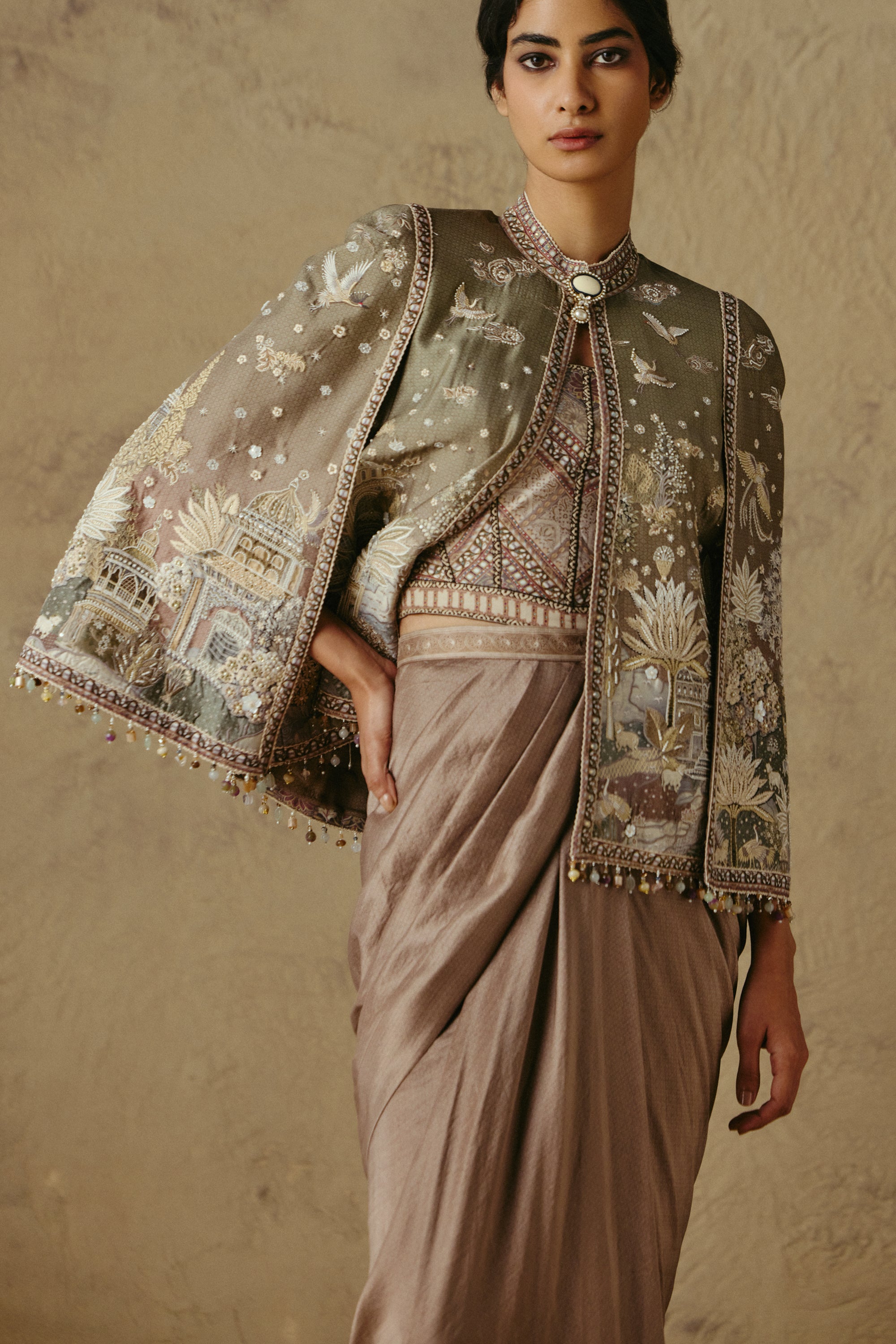 Pichwai Silk Cape