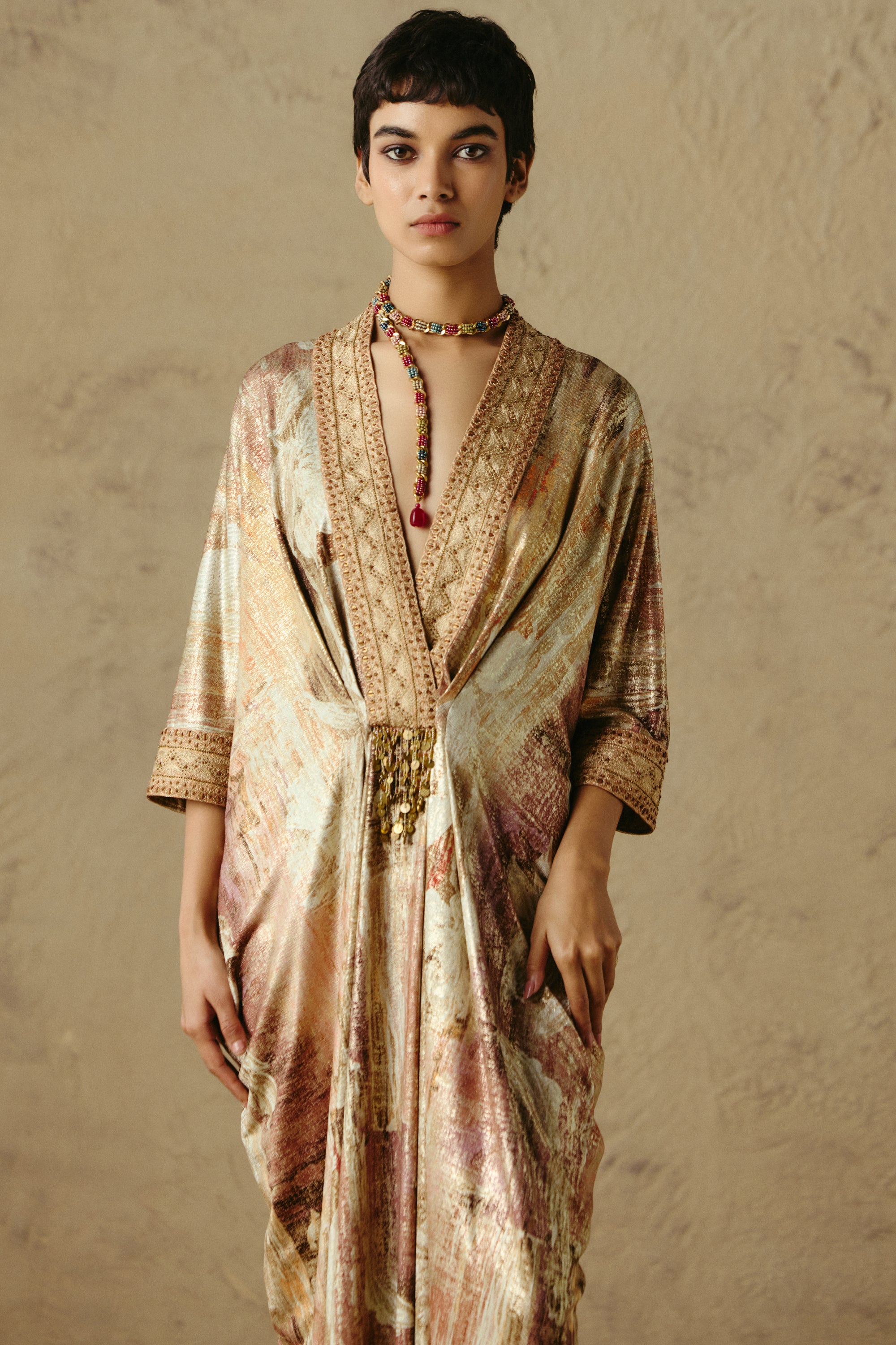 Embroidered V-Neck Kaftan