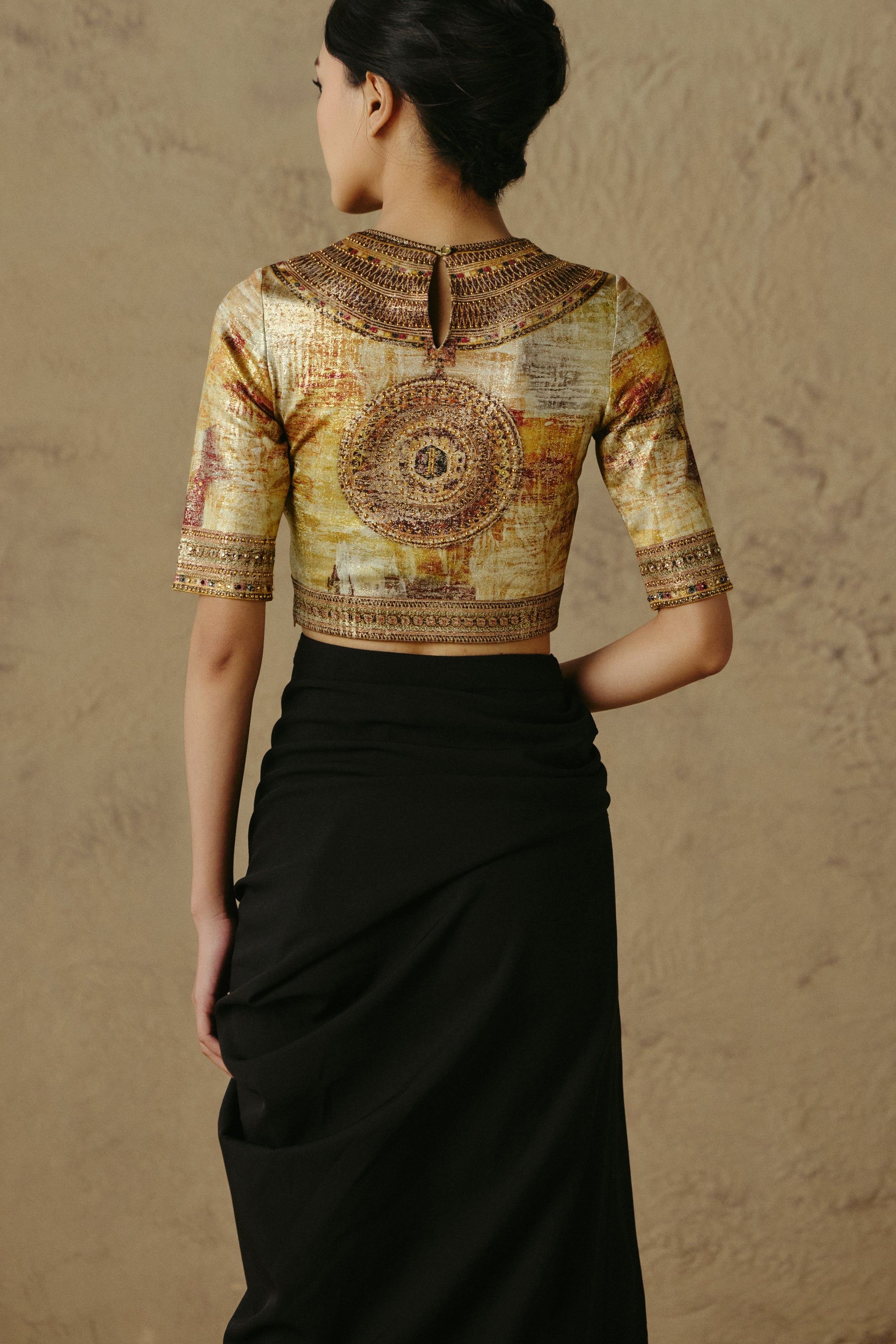 Jewel Neck Foil T-Shirt