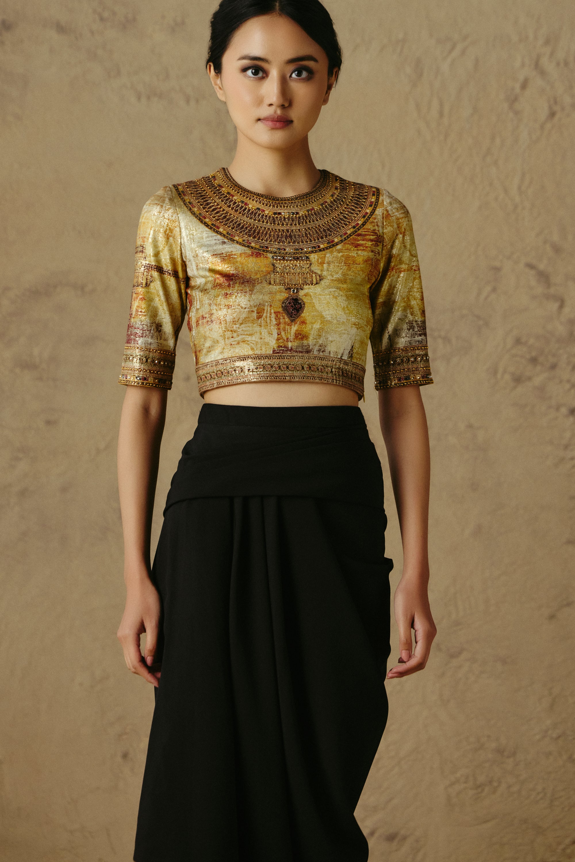 Jewel Neck Foil T-Shirt