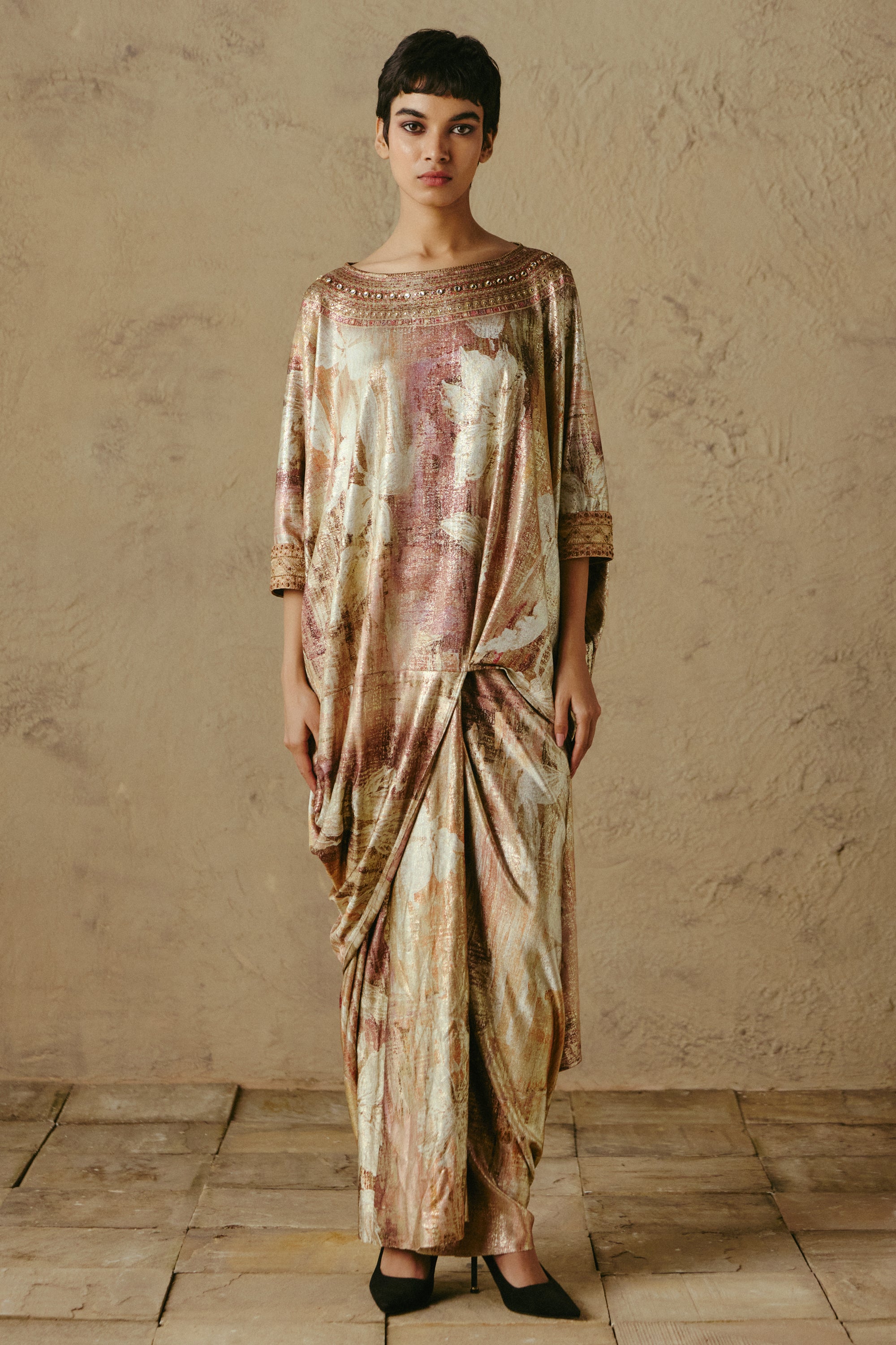 Jewel Neck Foil Tunic