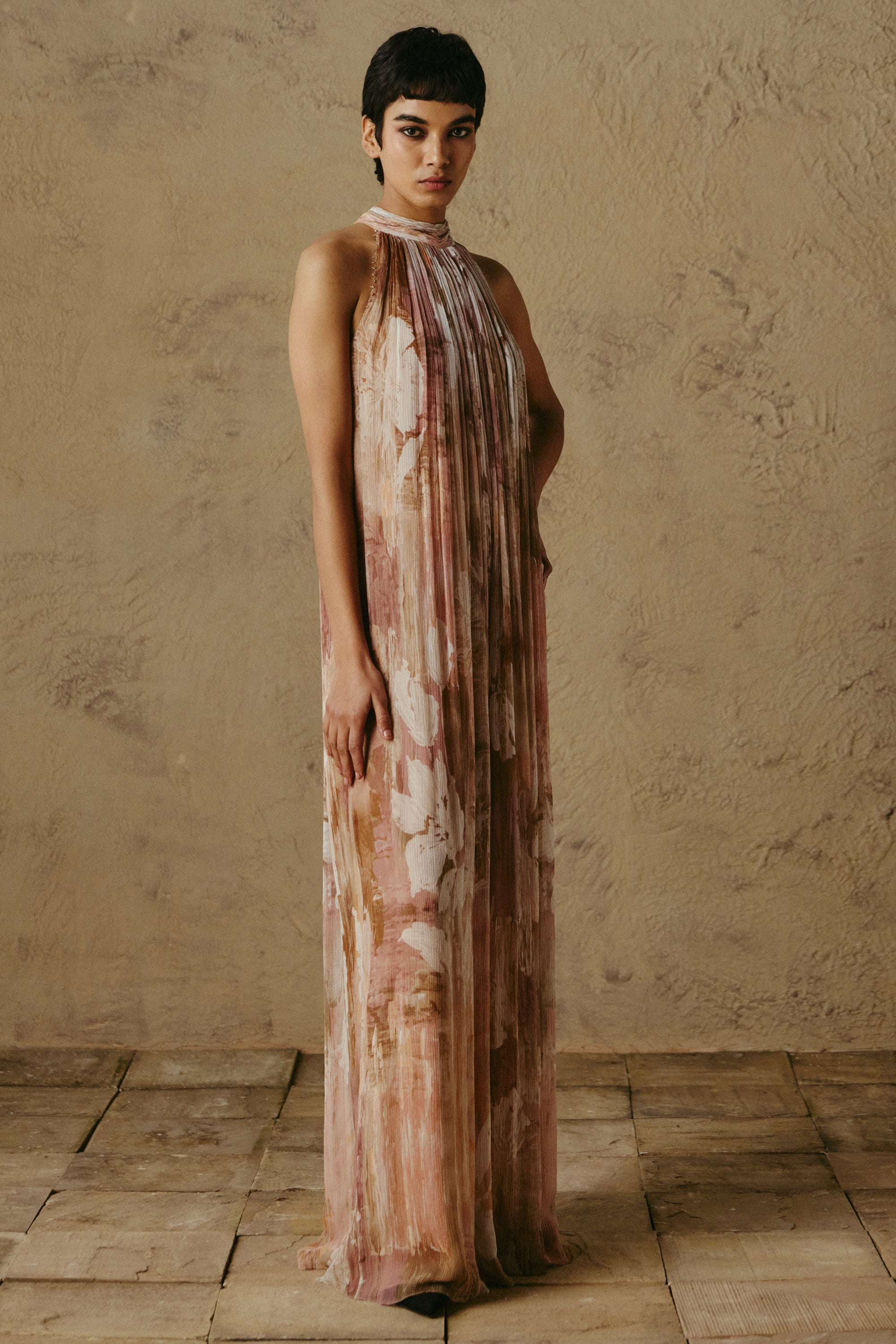Crystal Halter Chiffon Jumpsuit