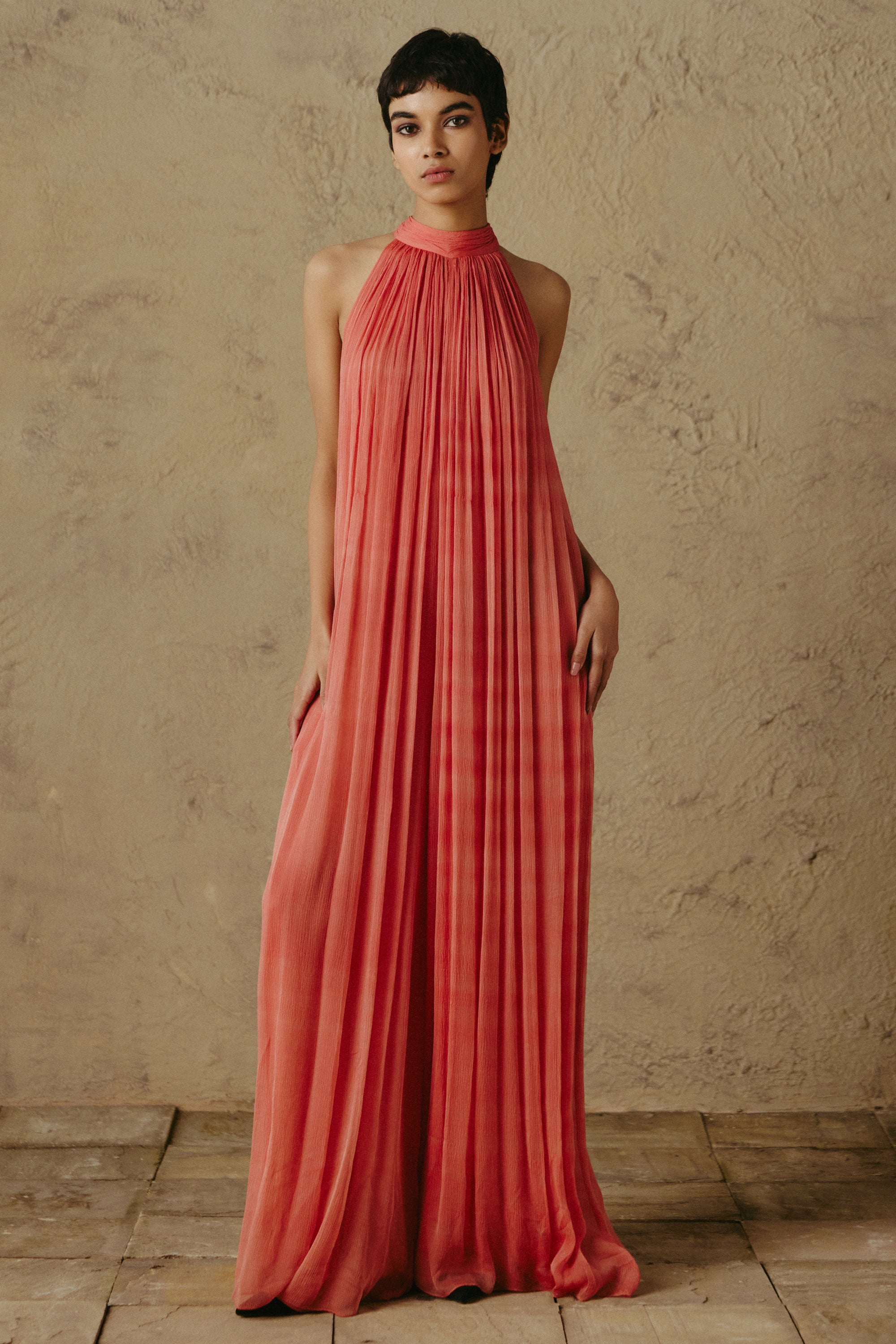 Pleated Chiffon Jumpsuit