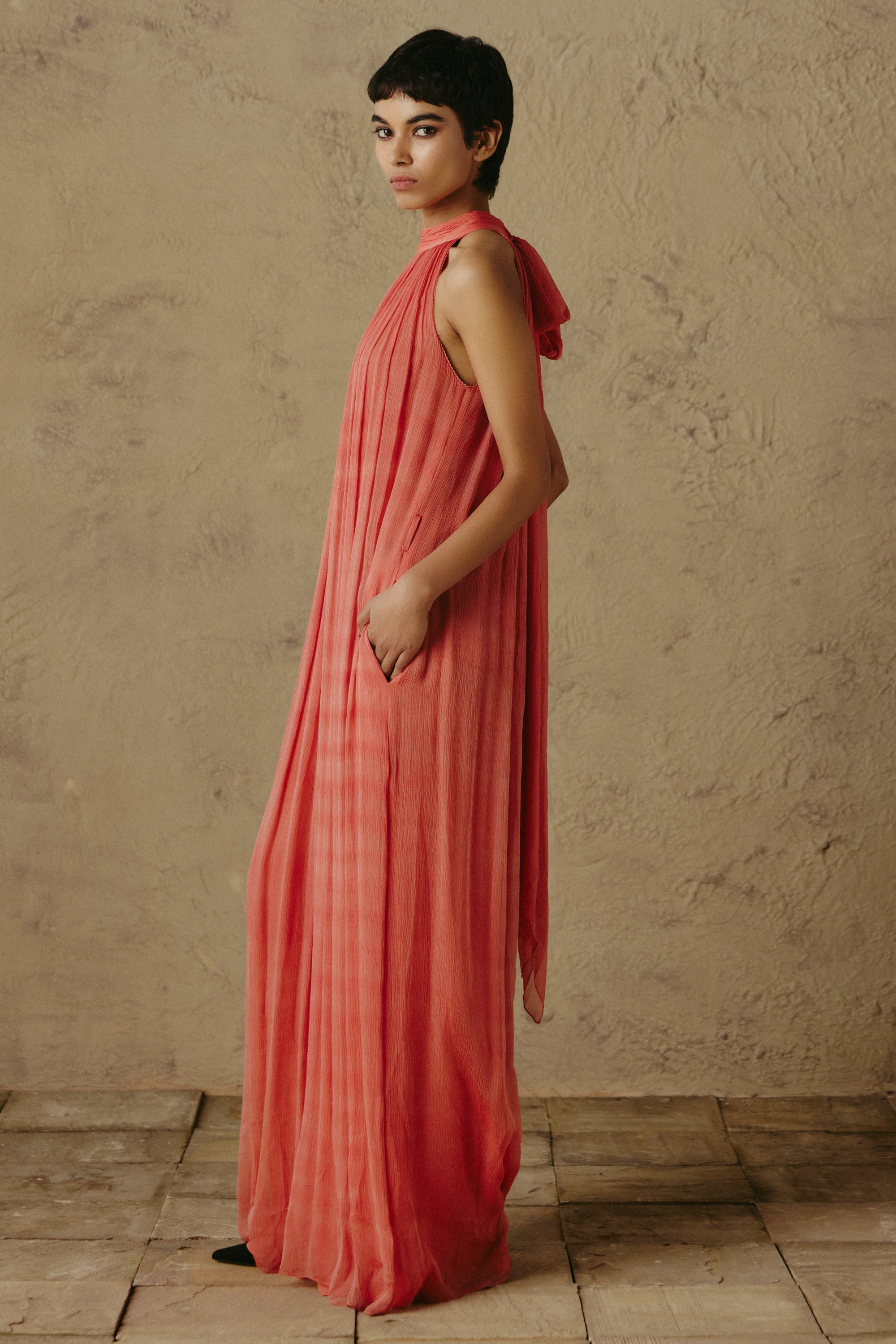 Pleated Chiffon Jumpsuit