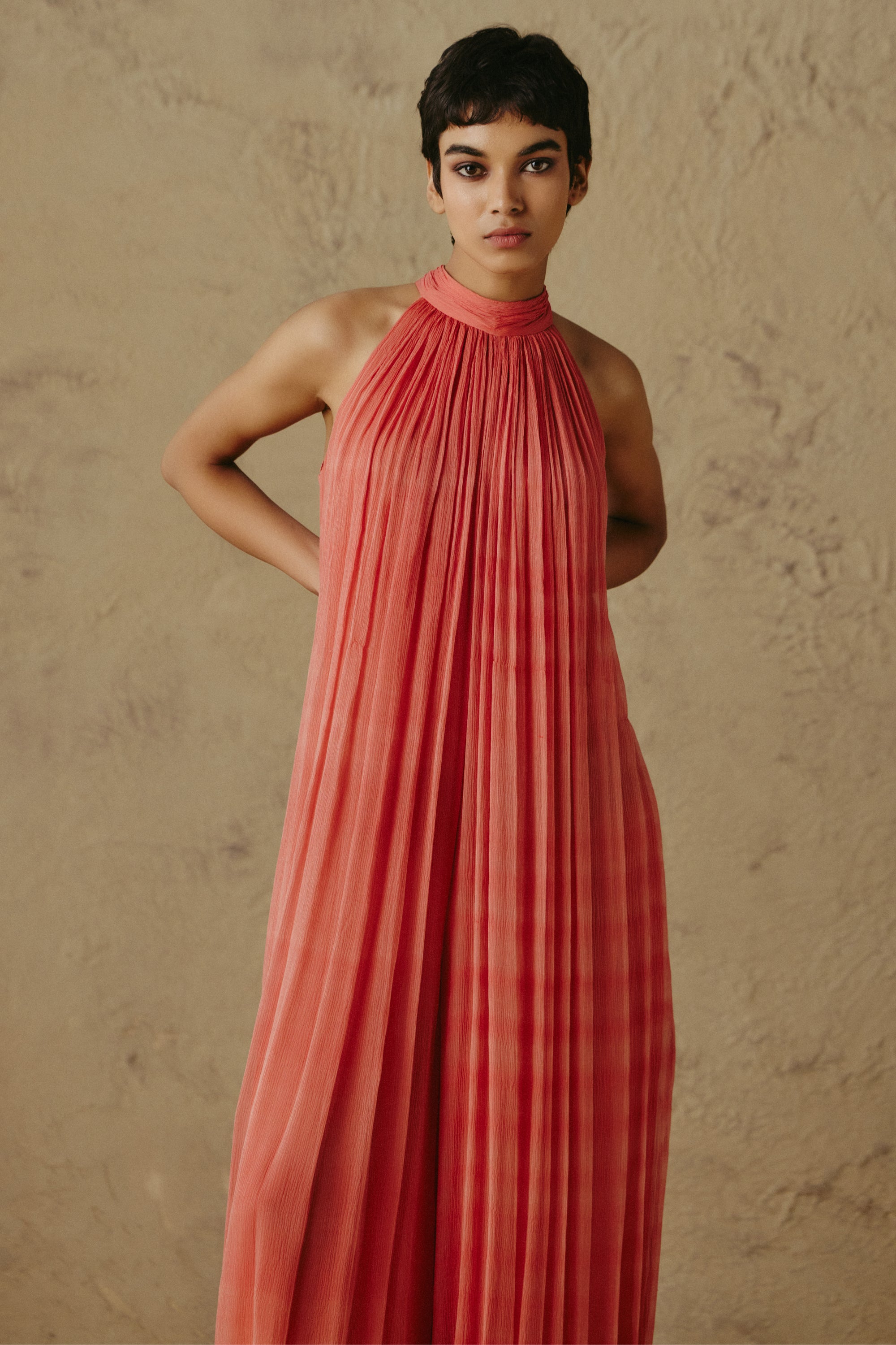 Pleated Chiffon Jumpsuit