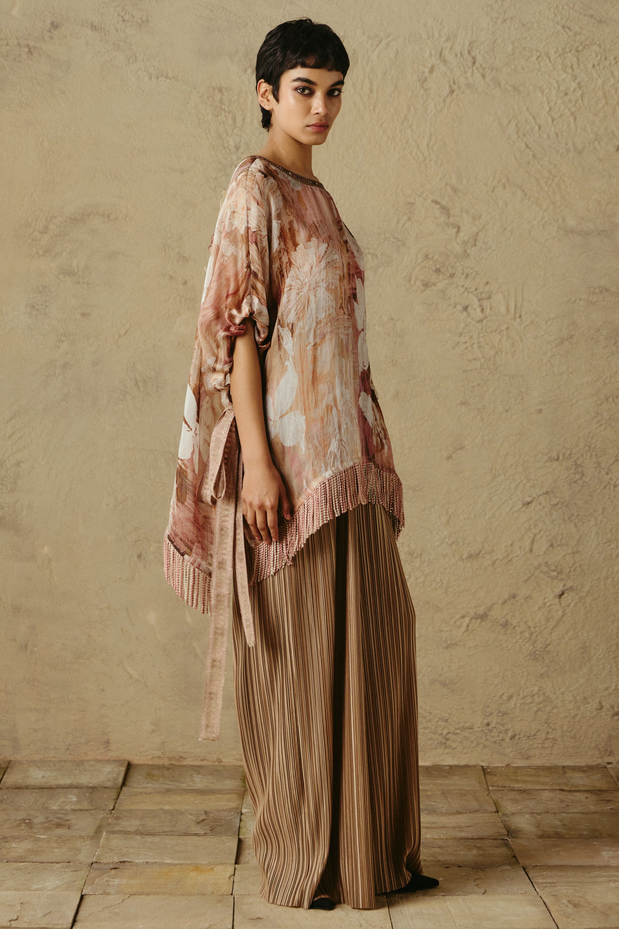 Floral Rib Organza Top