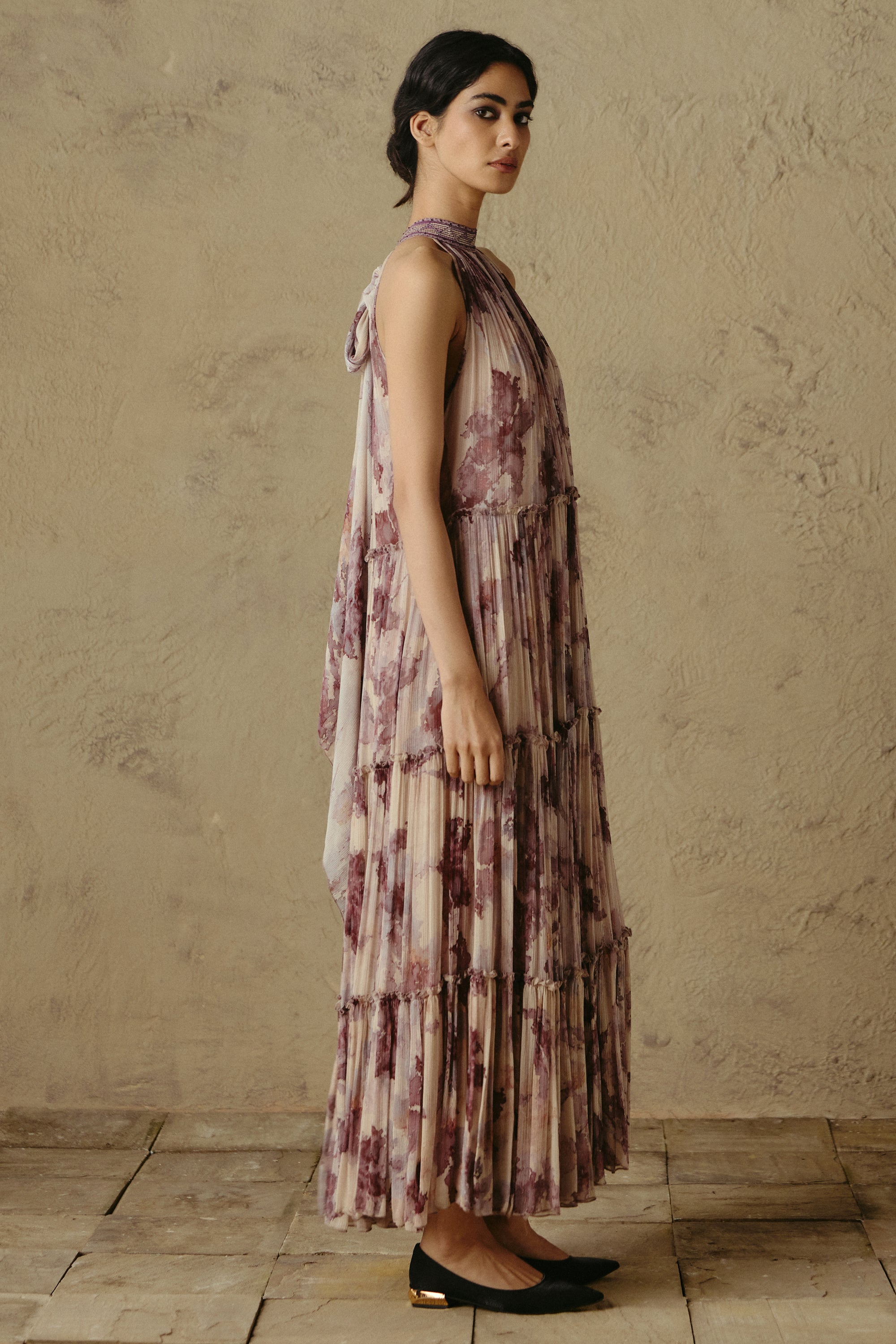 Floral Halter Tier Dress