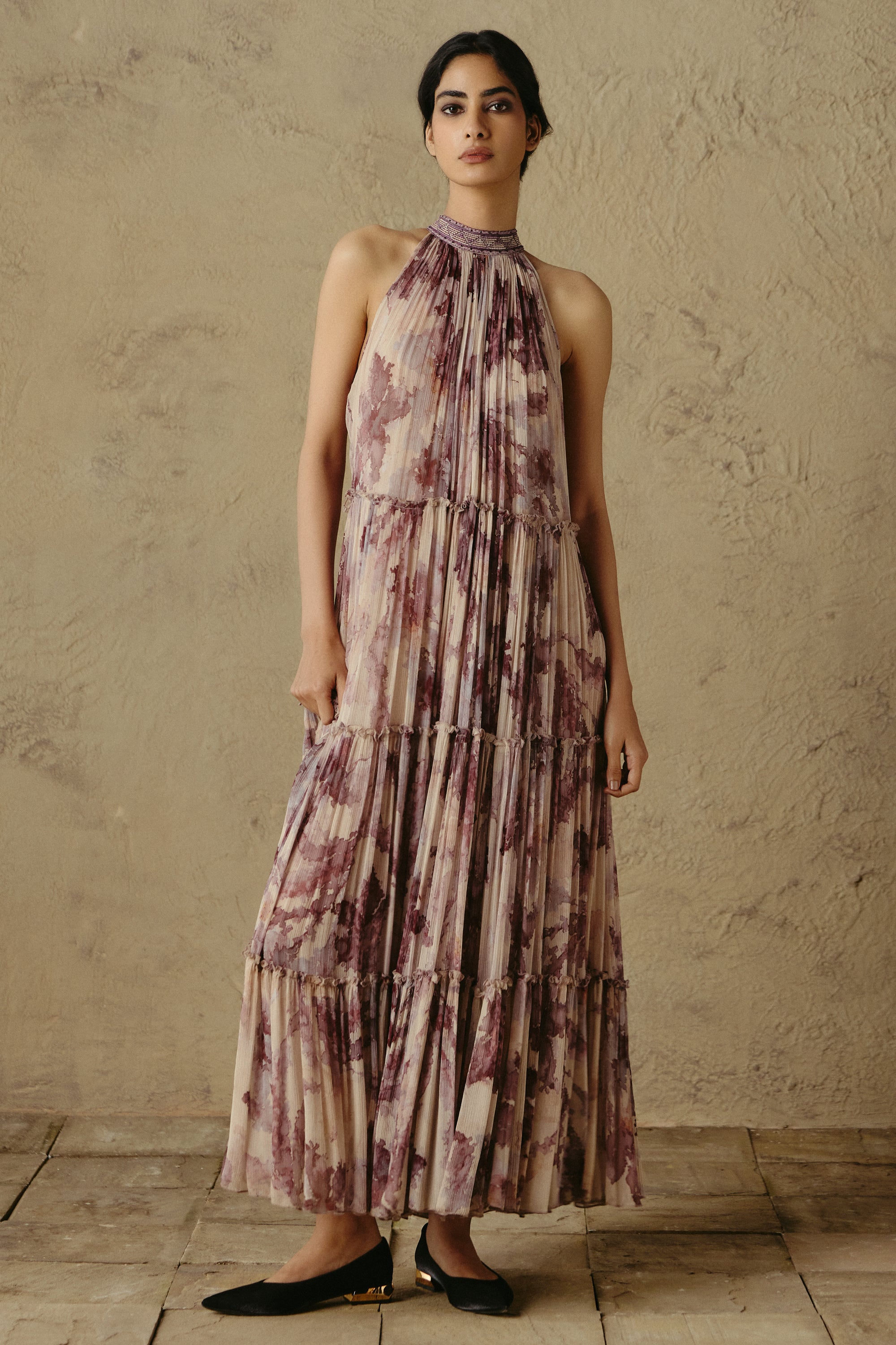 Floral Halter Tier Dress