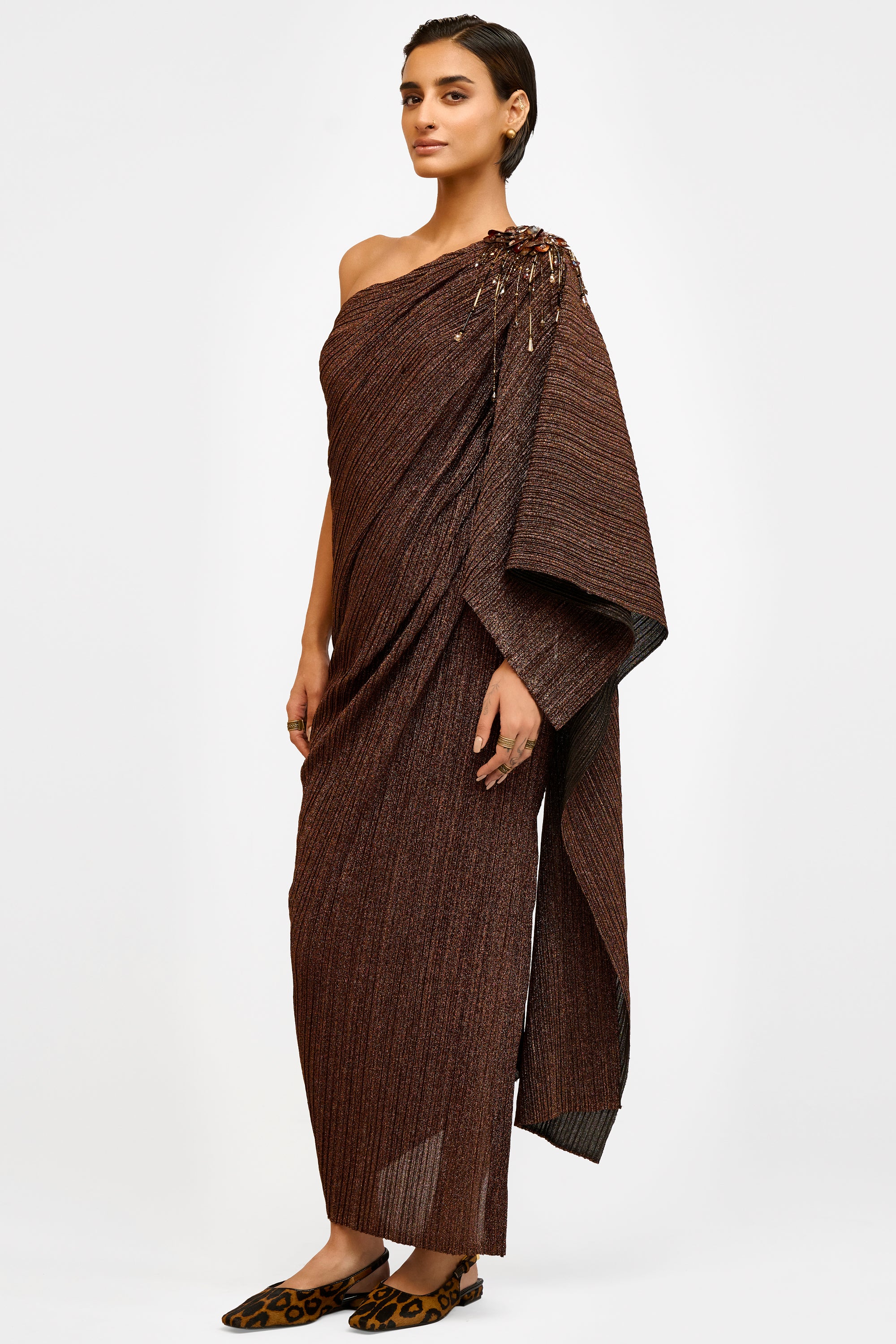 Crinkled One Shoulder Dress