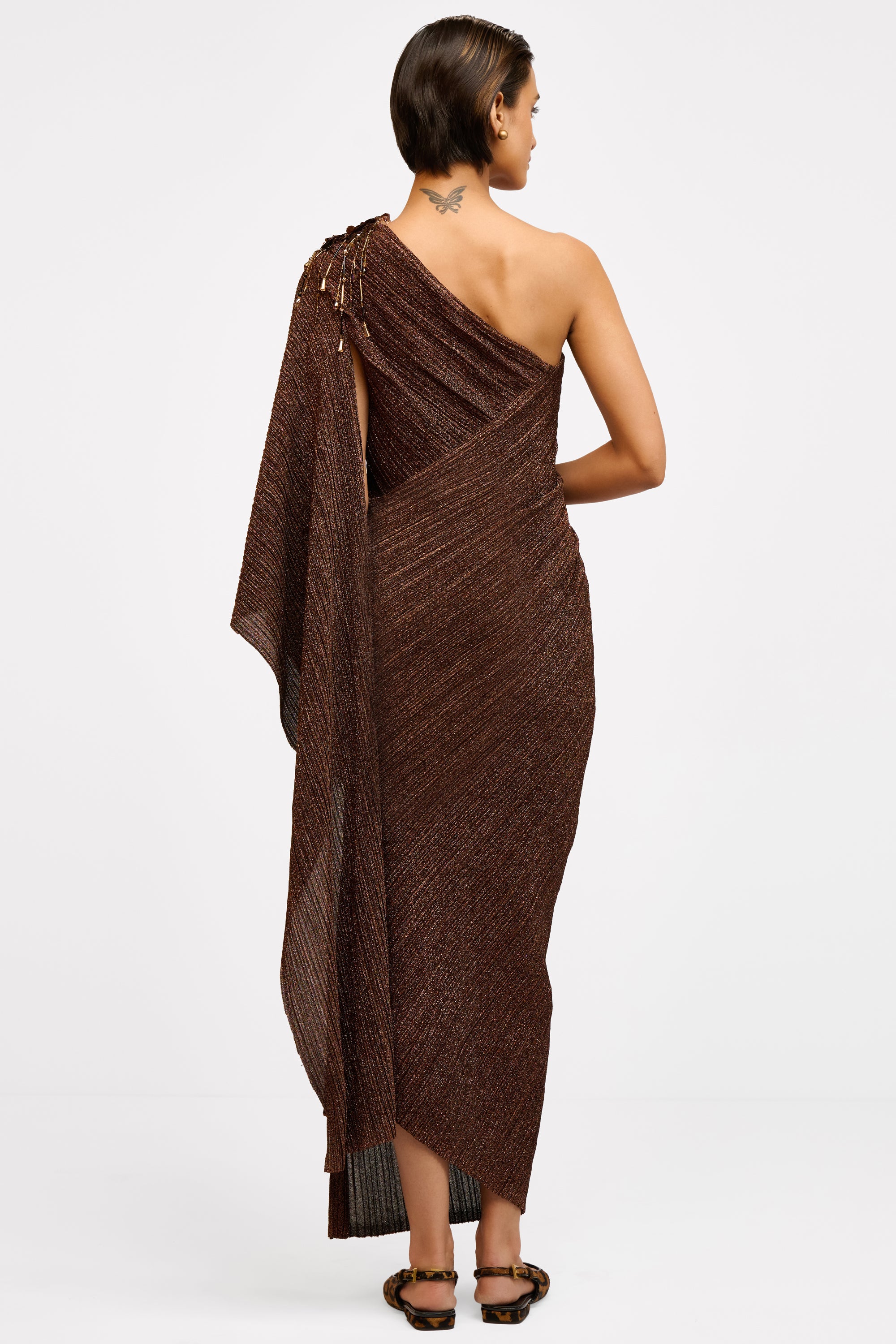 Crinkled One Shoulder Dress