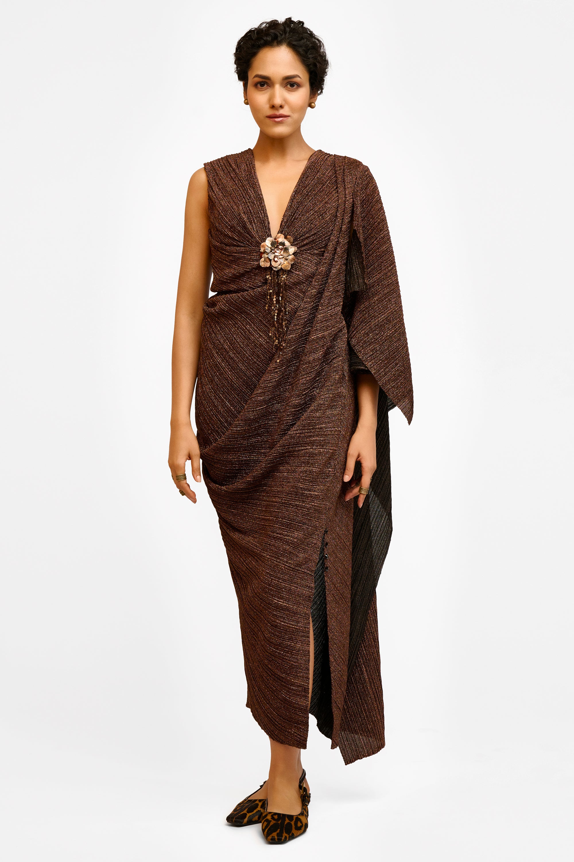 One Shoulder Crinkled Dress