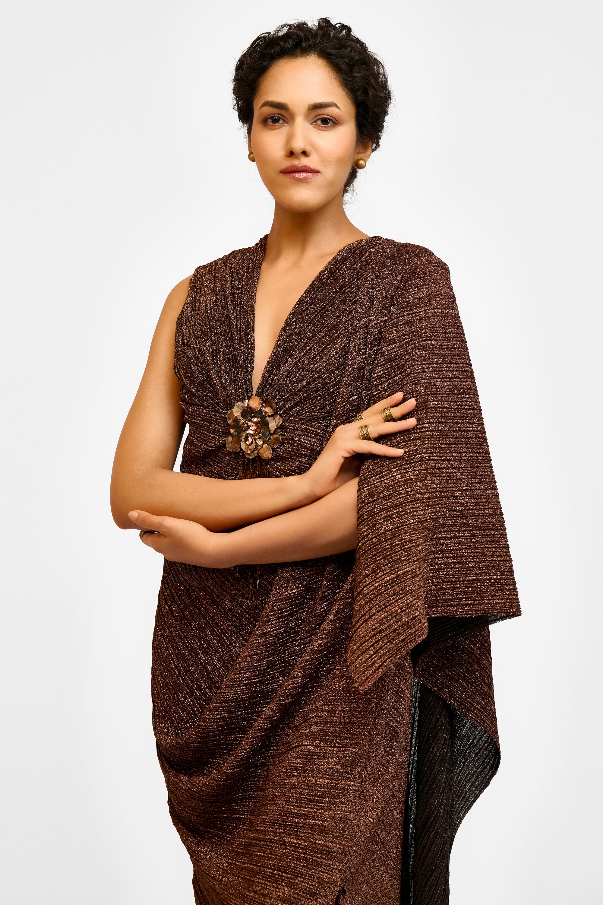 One Shoulder Crinkled Dress
