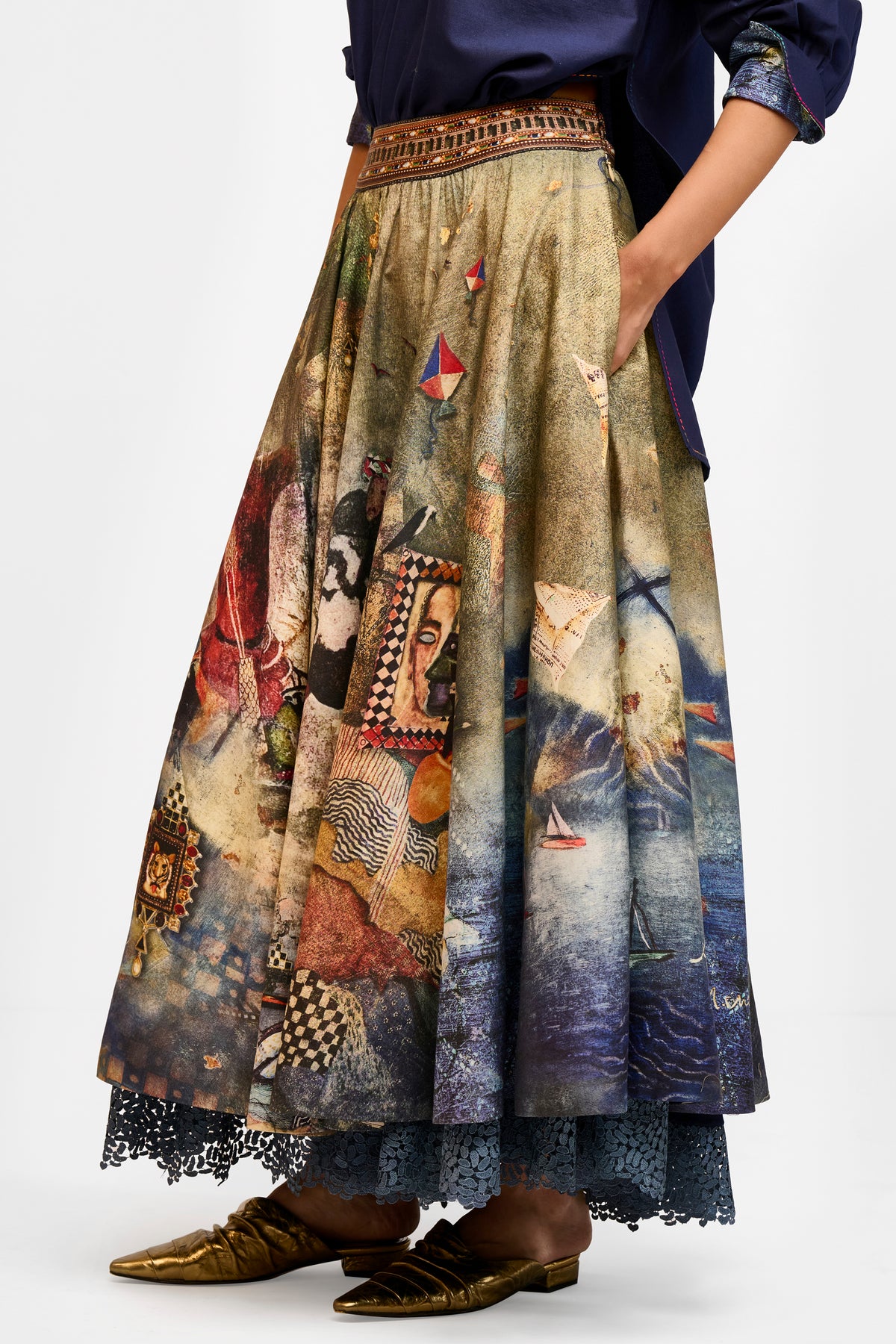 Printed Chanderi Skirt