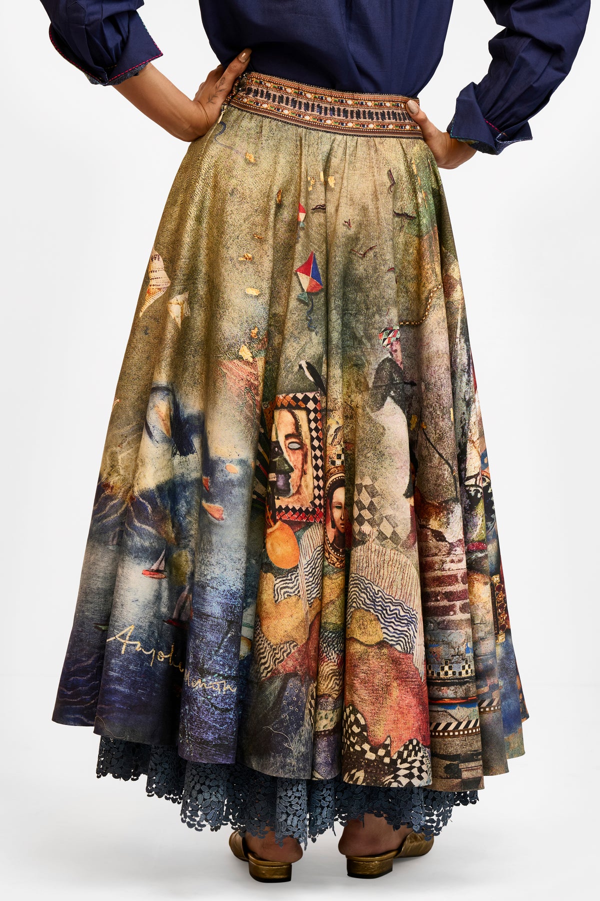 Printed Chanderi Skirt