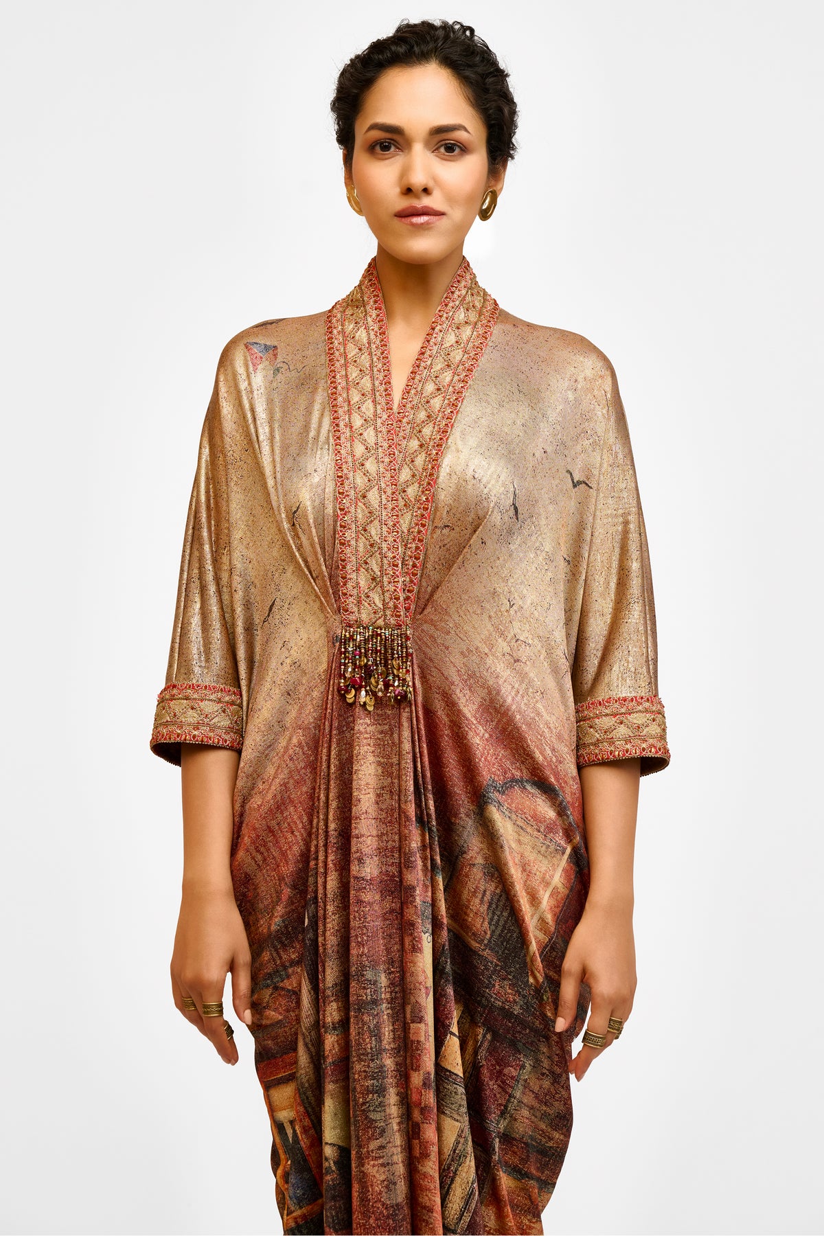 Embroidered Foil Kaftan