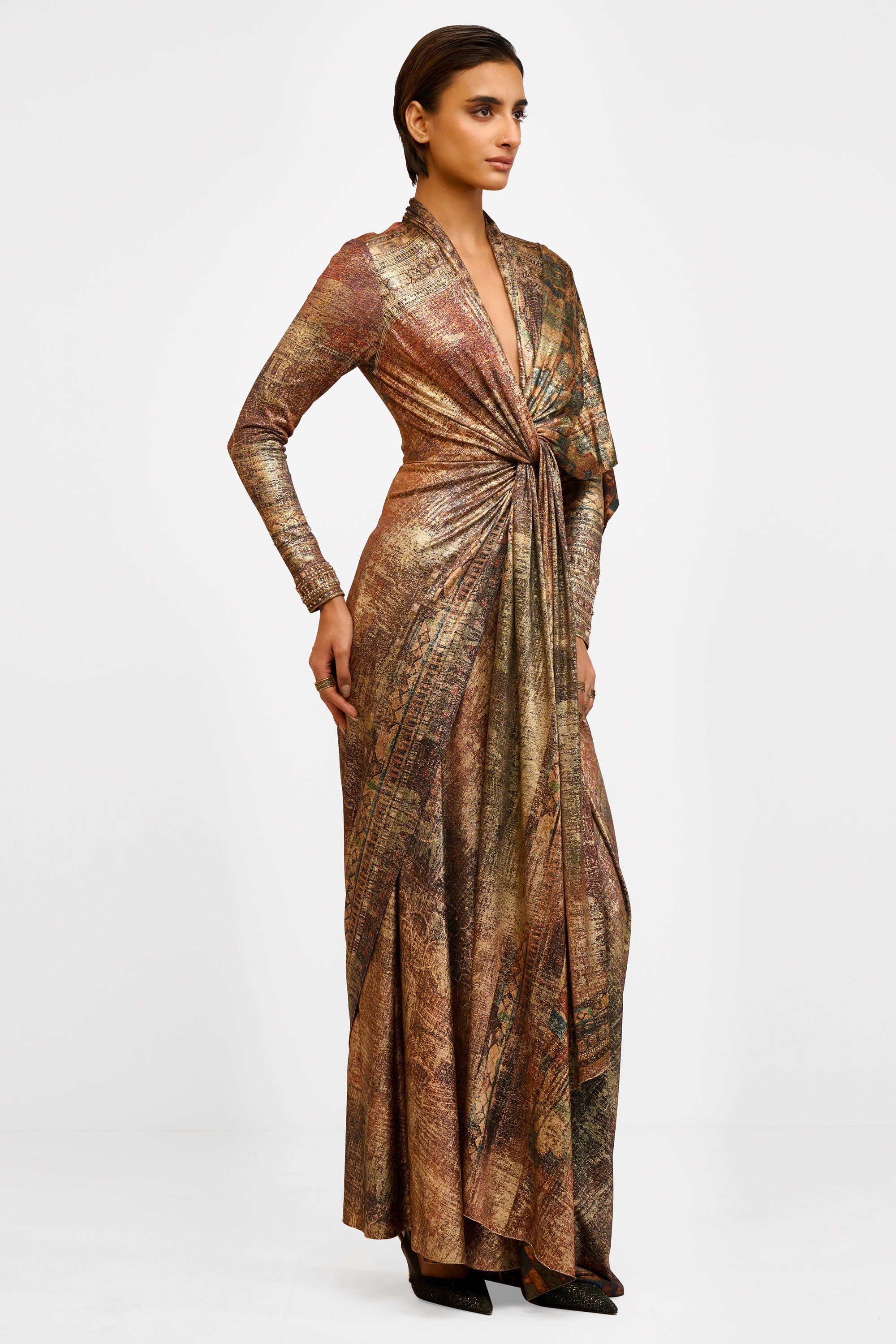 Draped Foil Dress