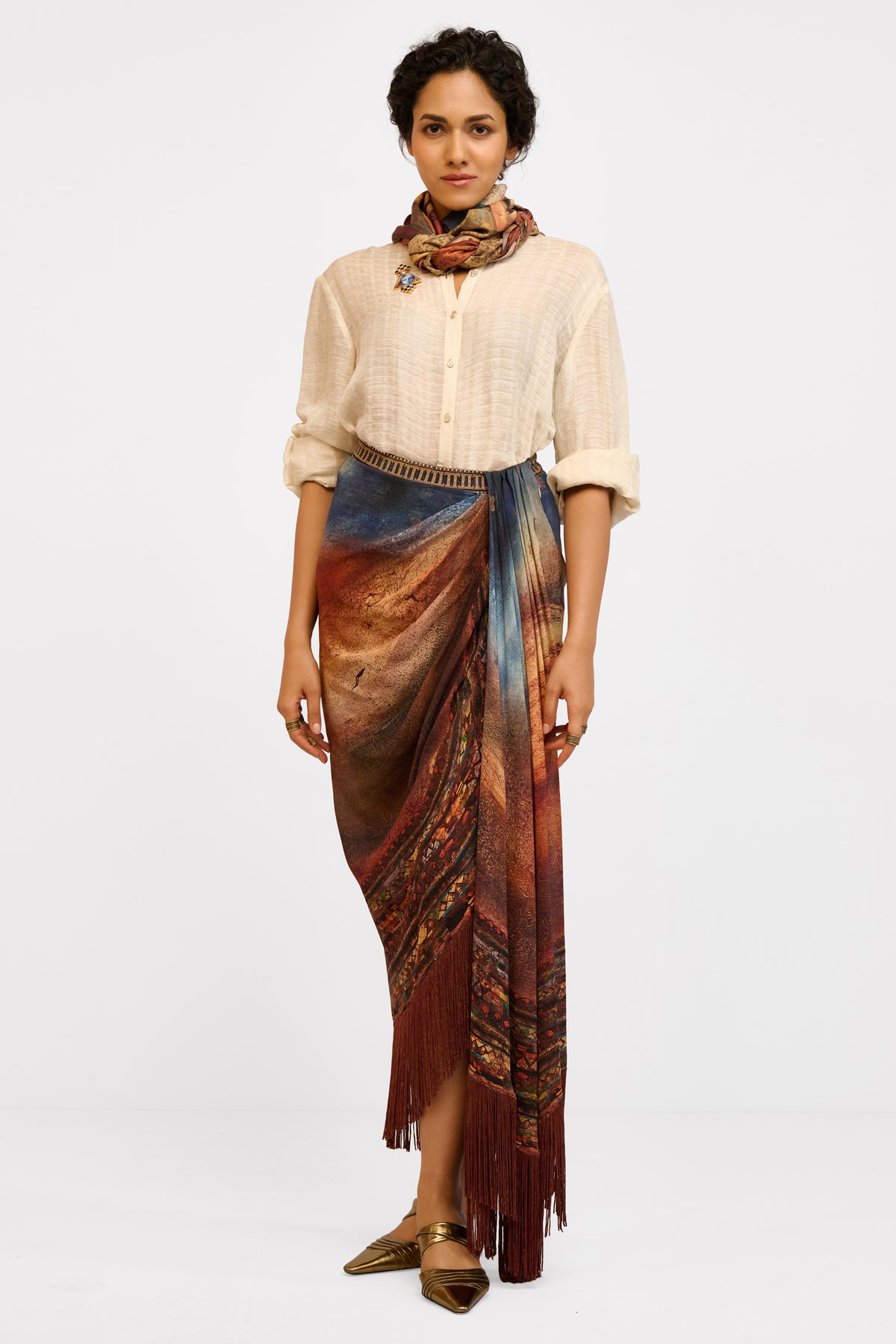 Draped Georgette Skirt