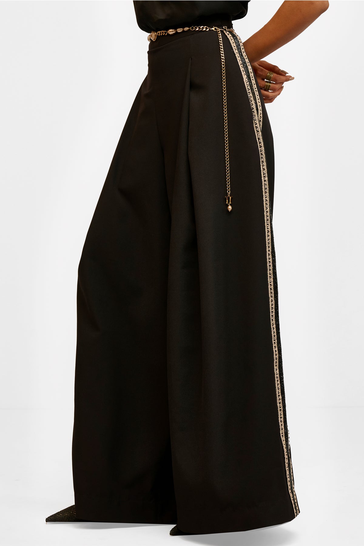 Embroidered Banana Crepe Trouser