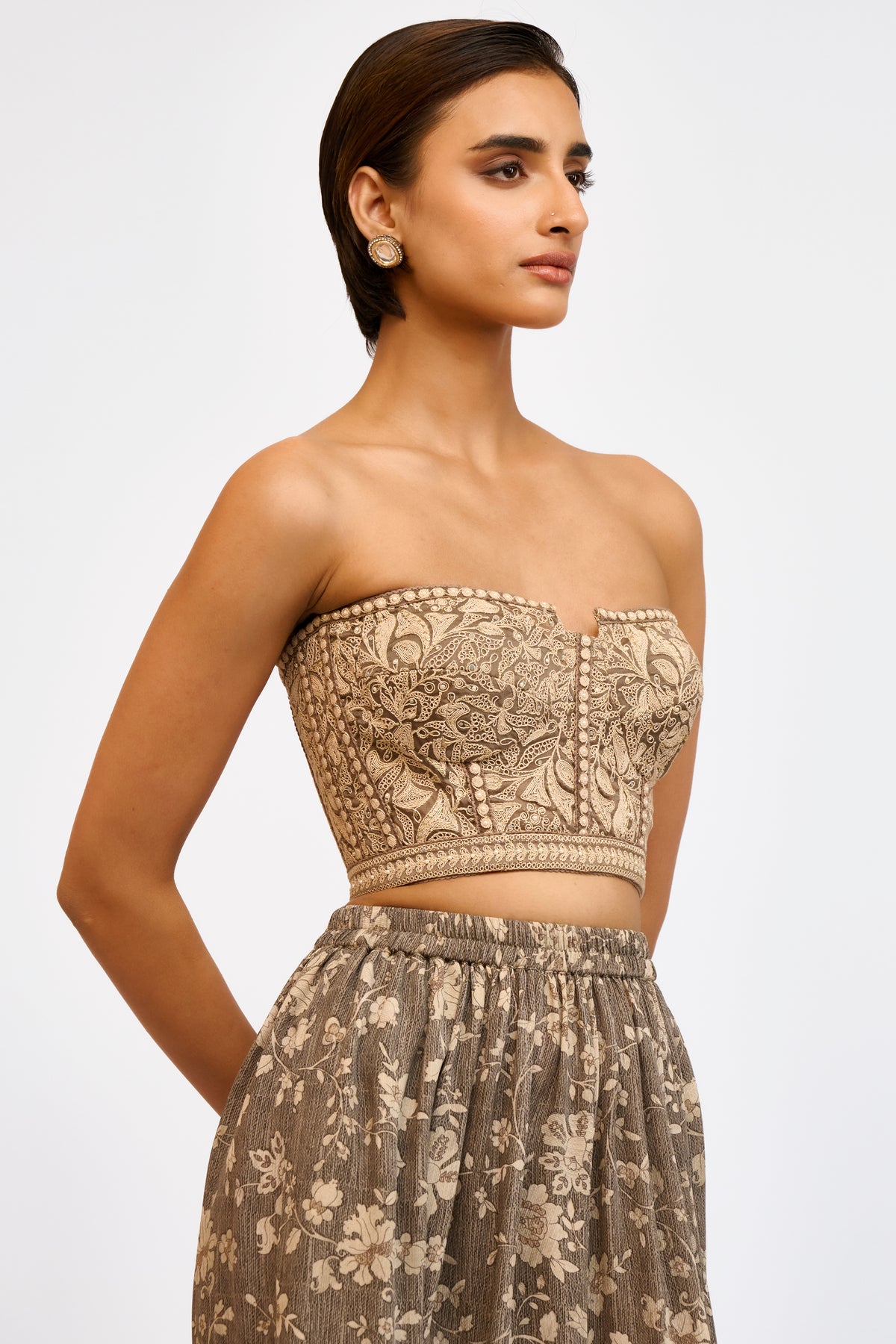 Embroidered Organza Corset