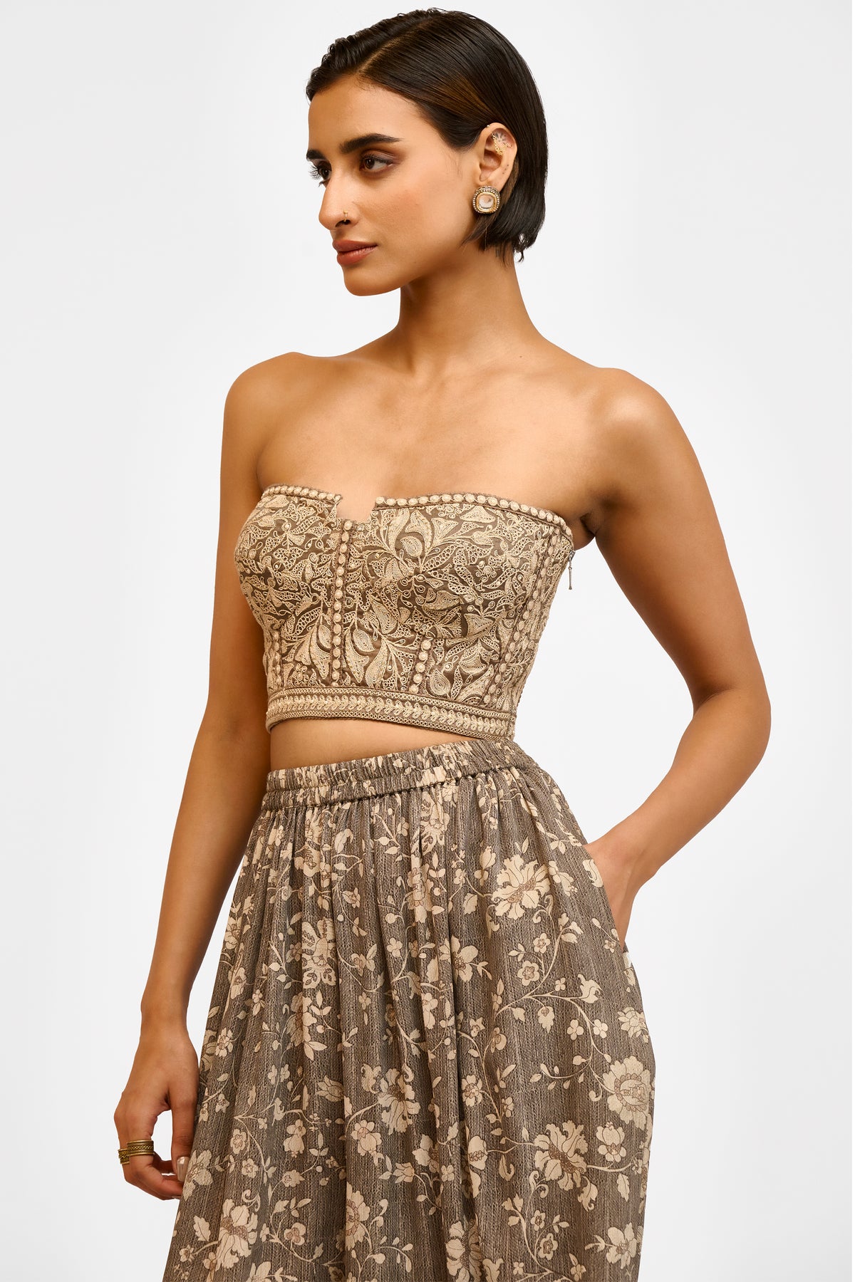 Embroidered Organza Corset