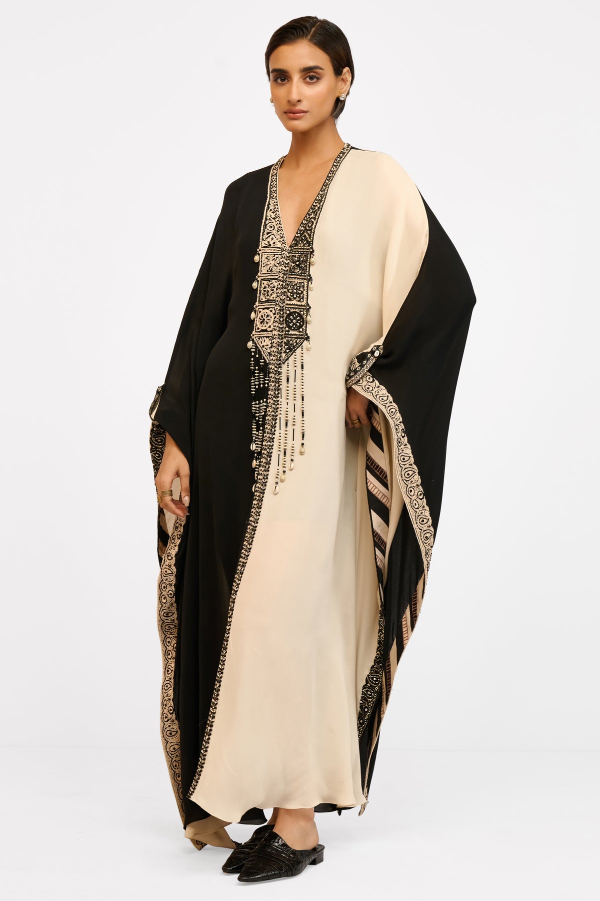 Monochrome Fringe Kaftan