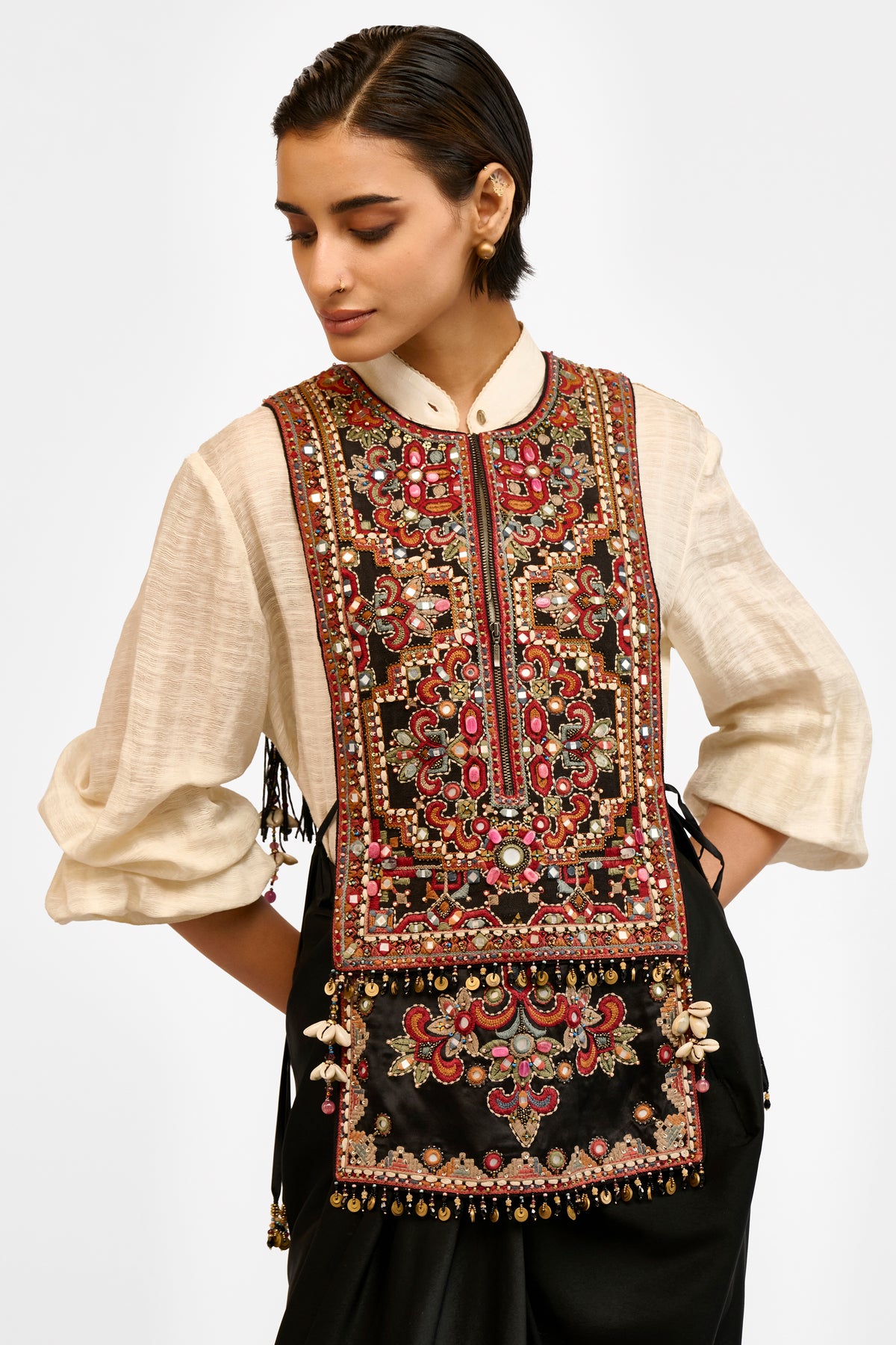 Embroidered Organza Gilet