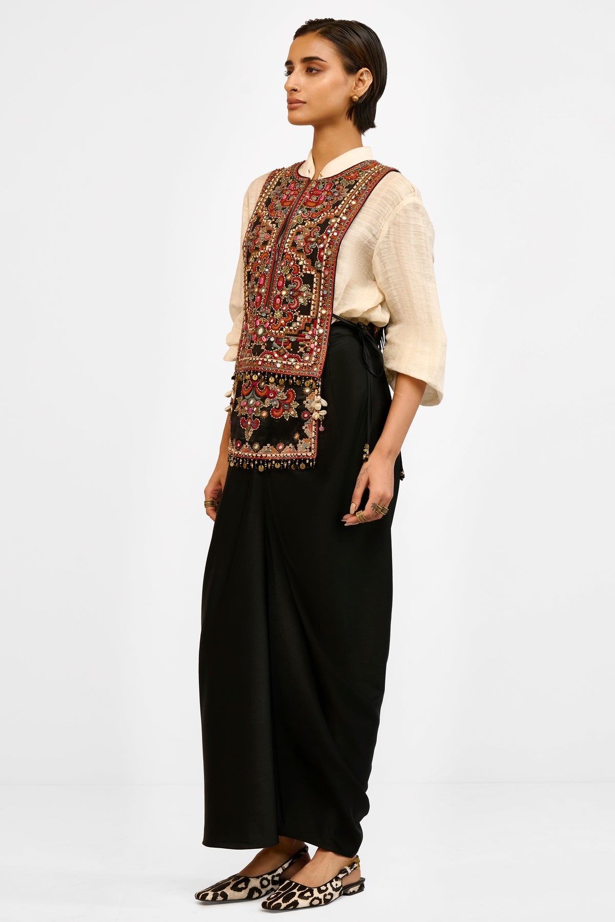 Embroidered Organza Gilet