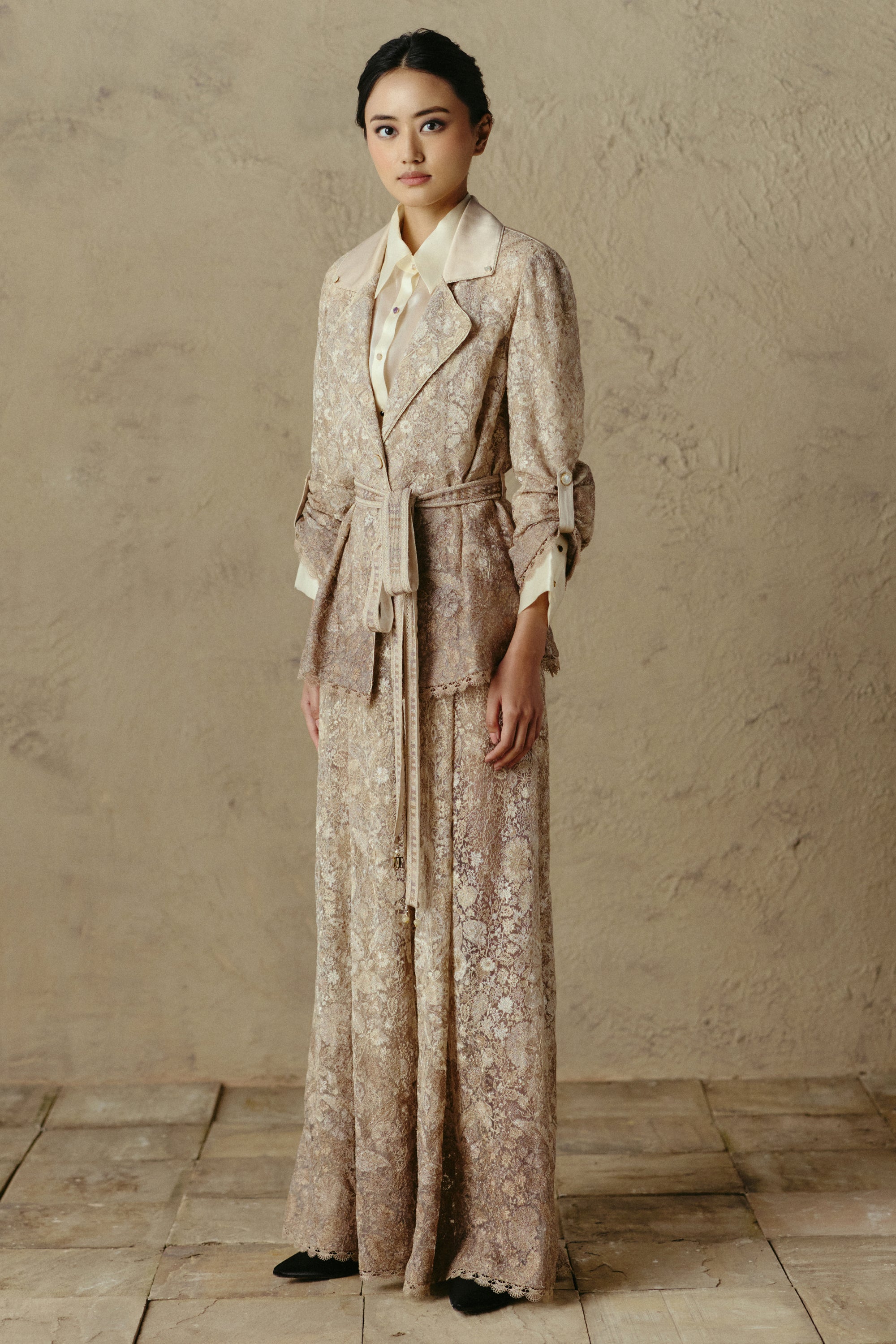 Embroidered Belted Jacket