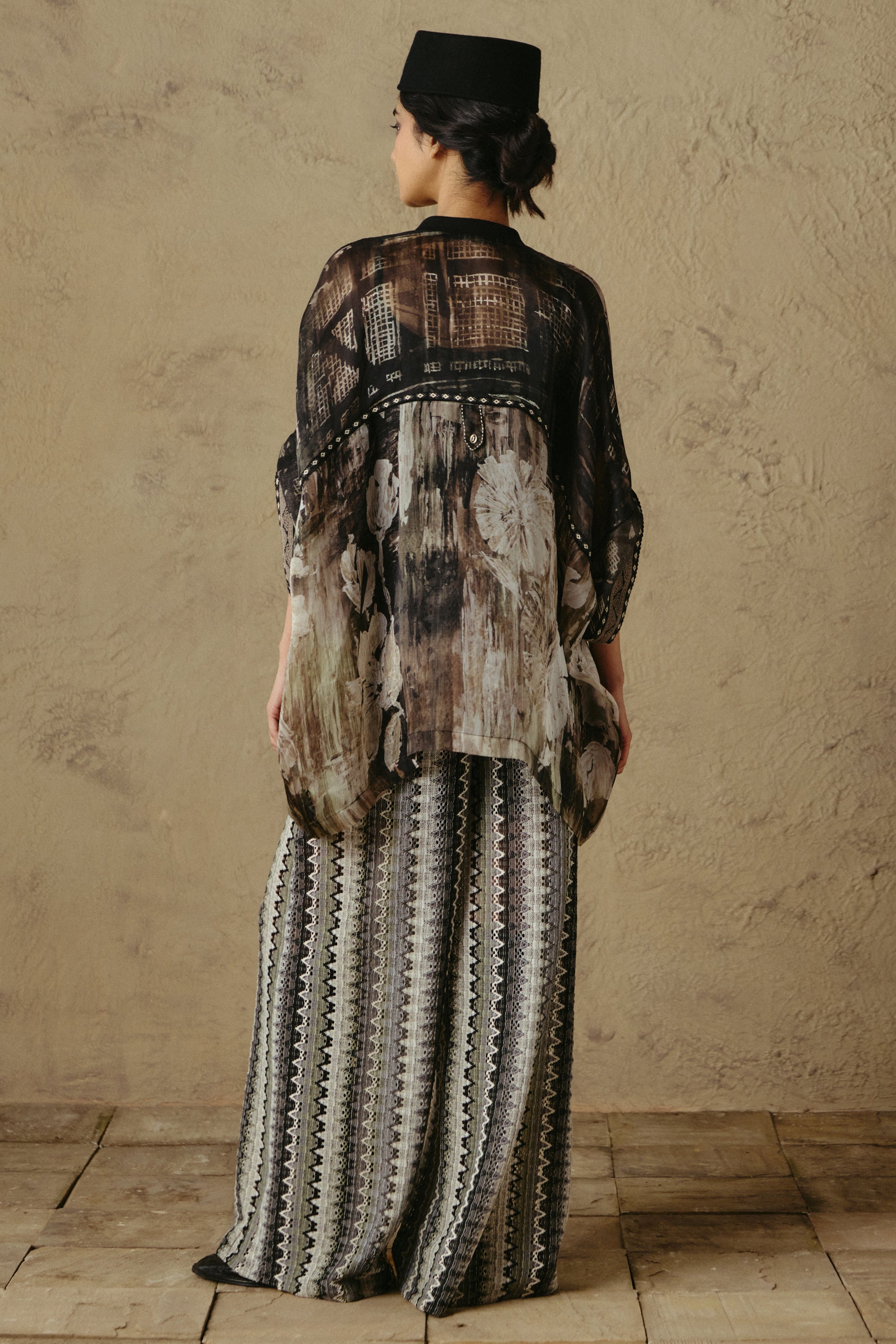 Zip Collar Organza Tunic