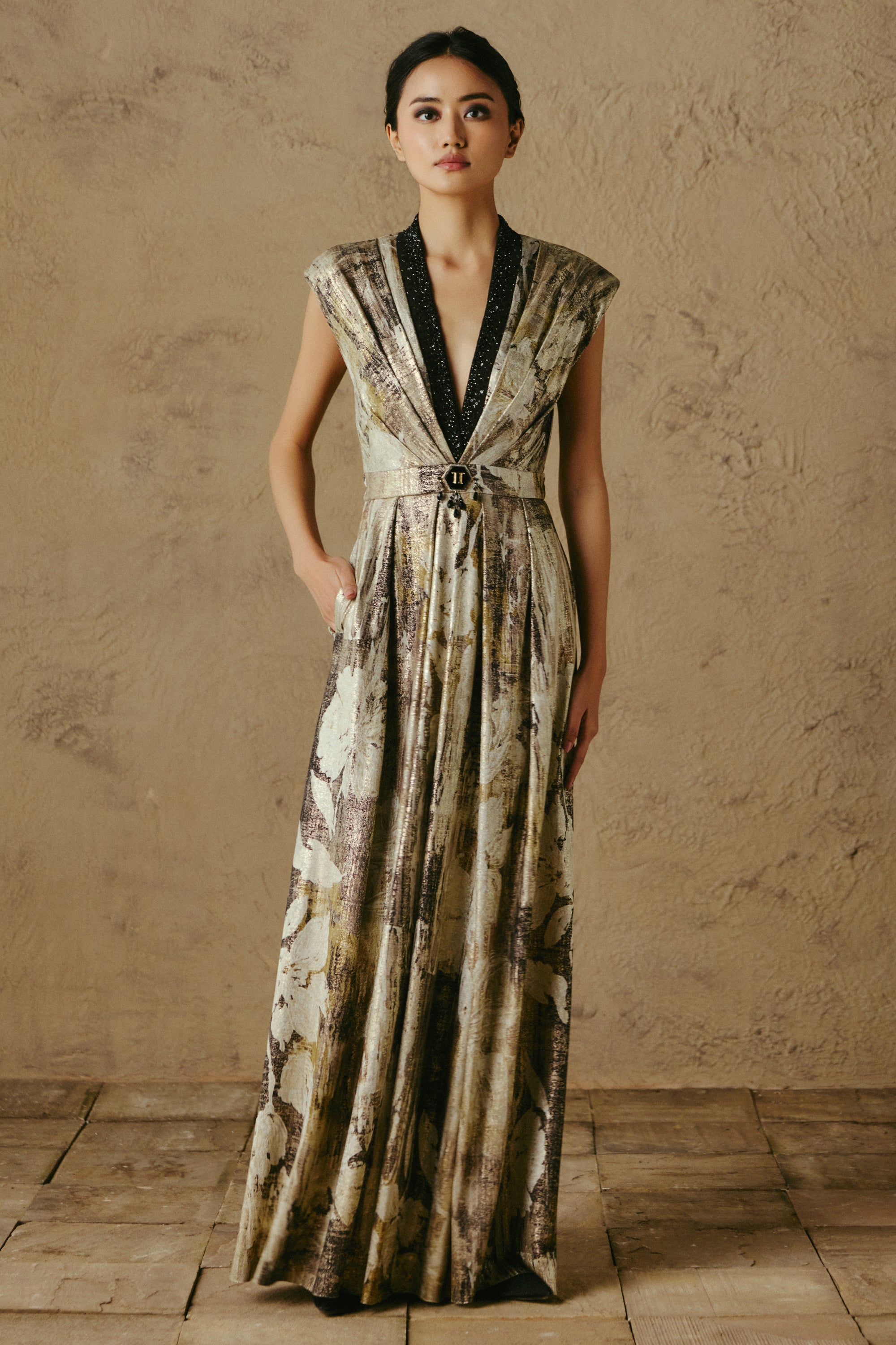Jewel Rib Foil Jumpsuit