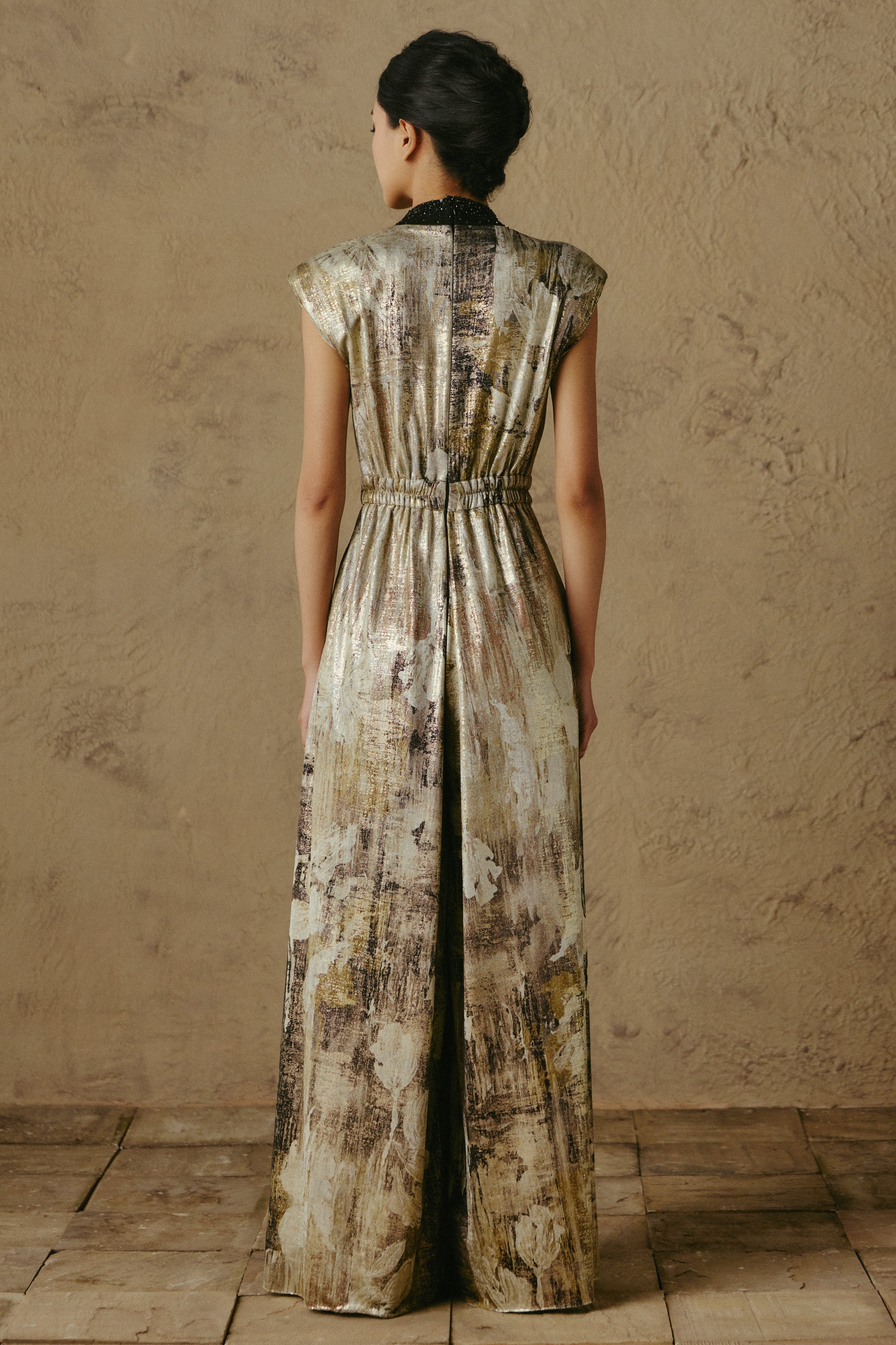 Jewel Rib Foil Jumpsuit