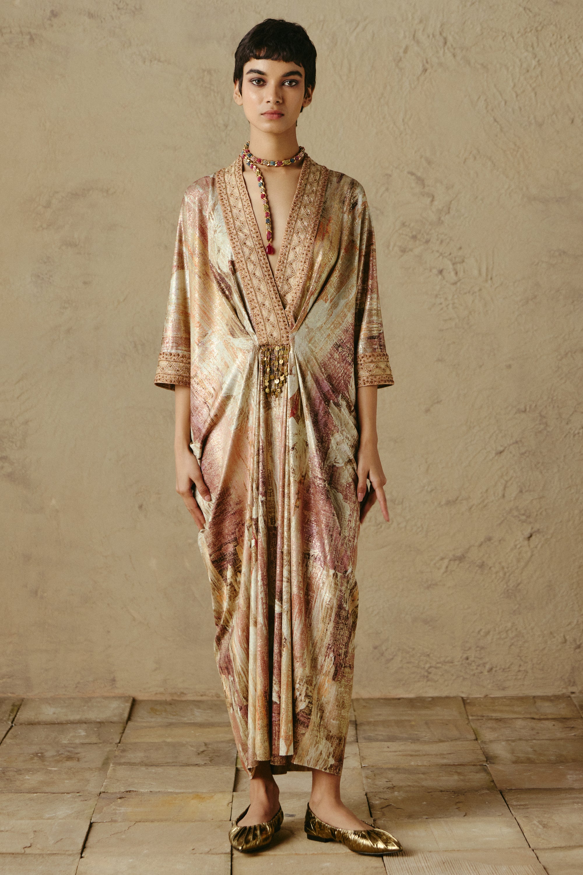 Embroidered V-Neck Kaftan