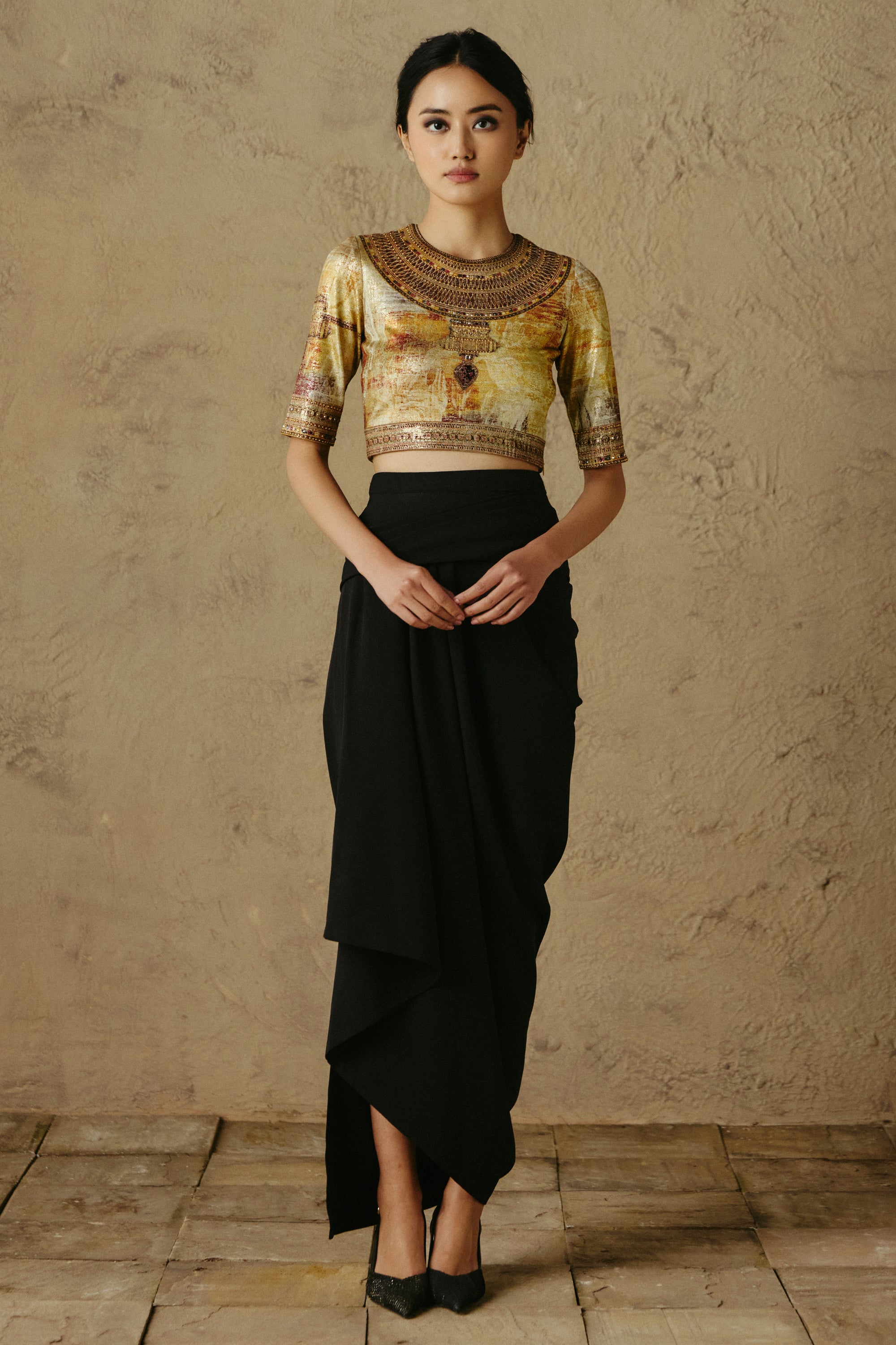 Jewel Neck Foil T-Shirt