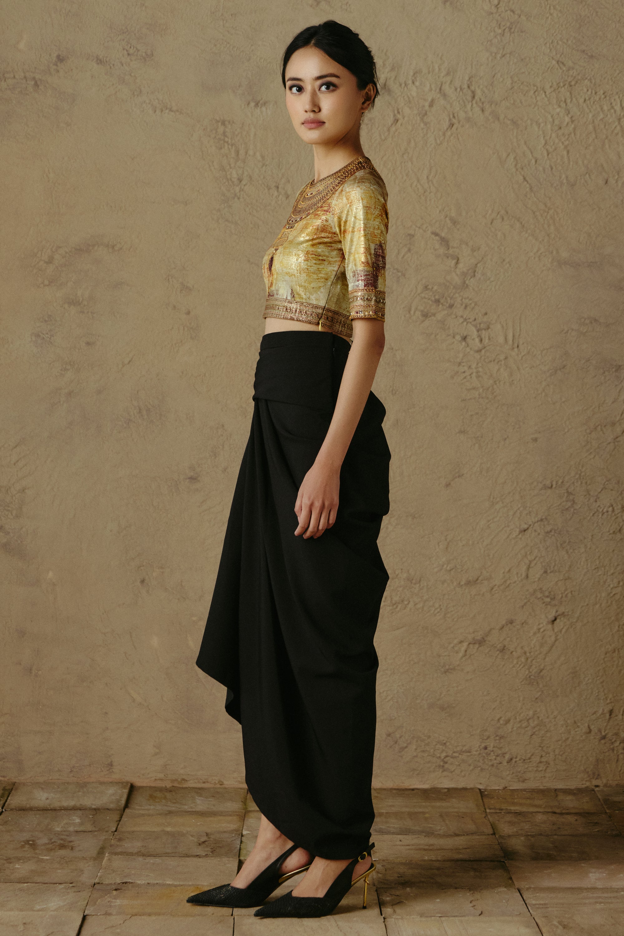 Jewel Neck Foil T-Shirt