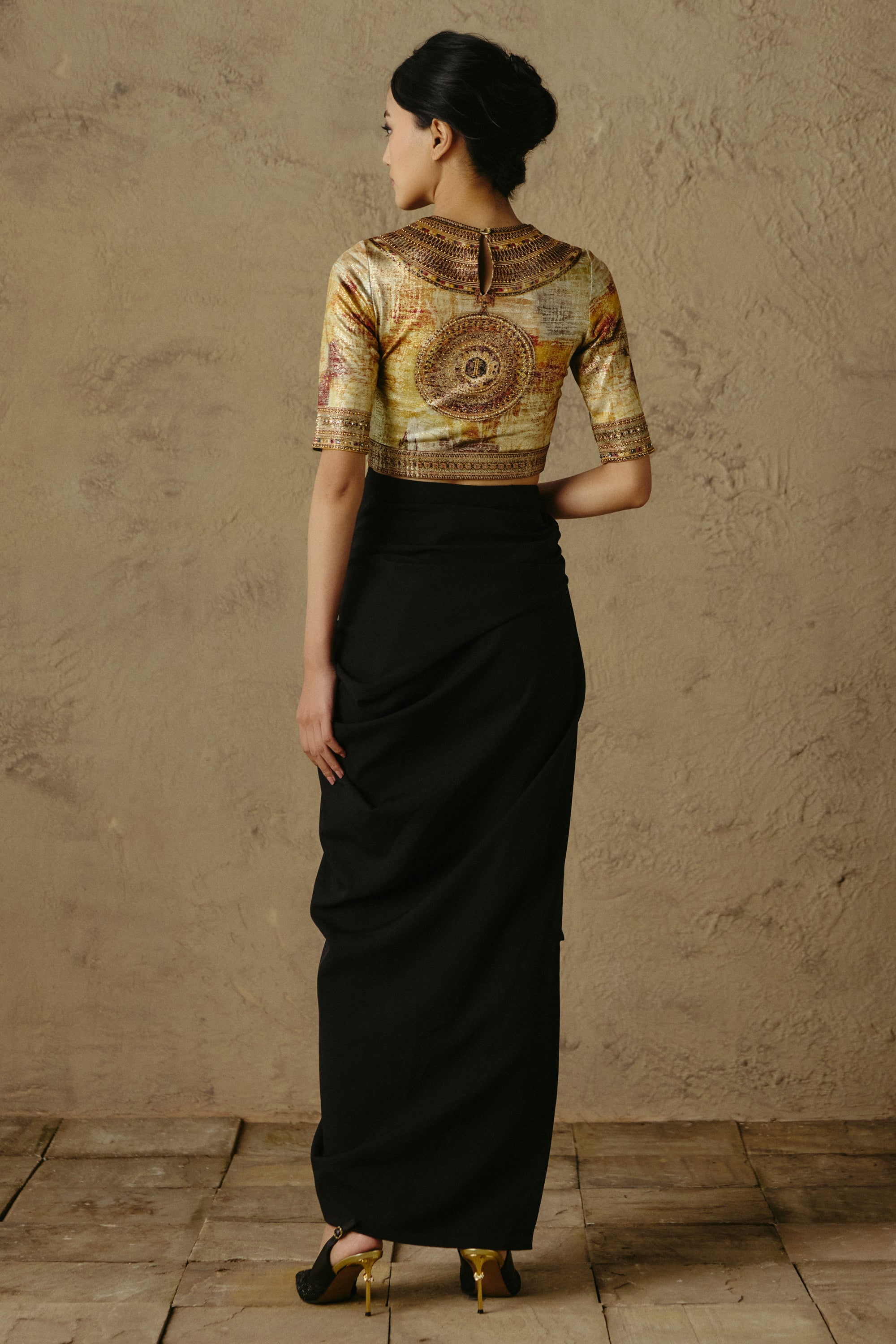 Jewel Neck Foil T-Shirt
