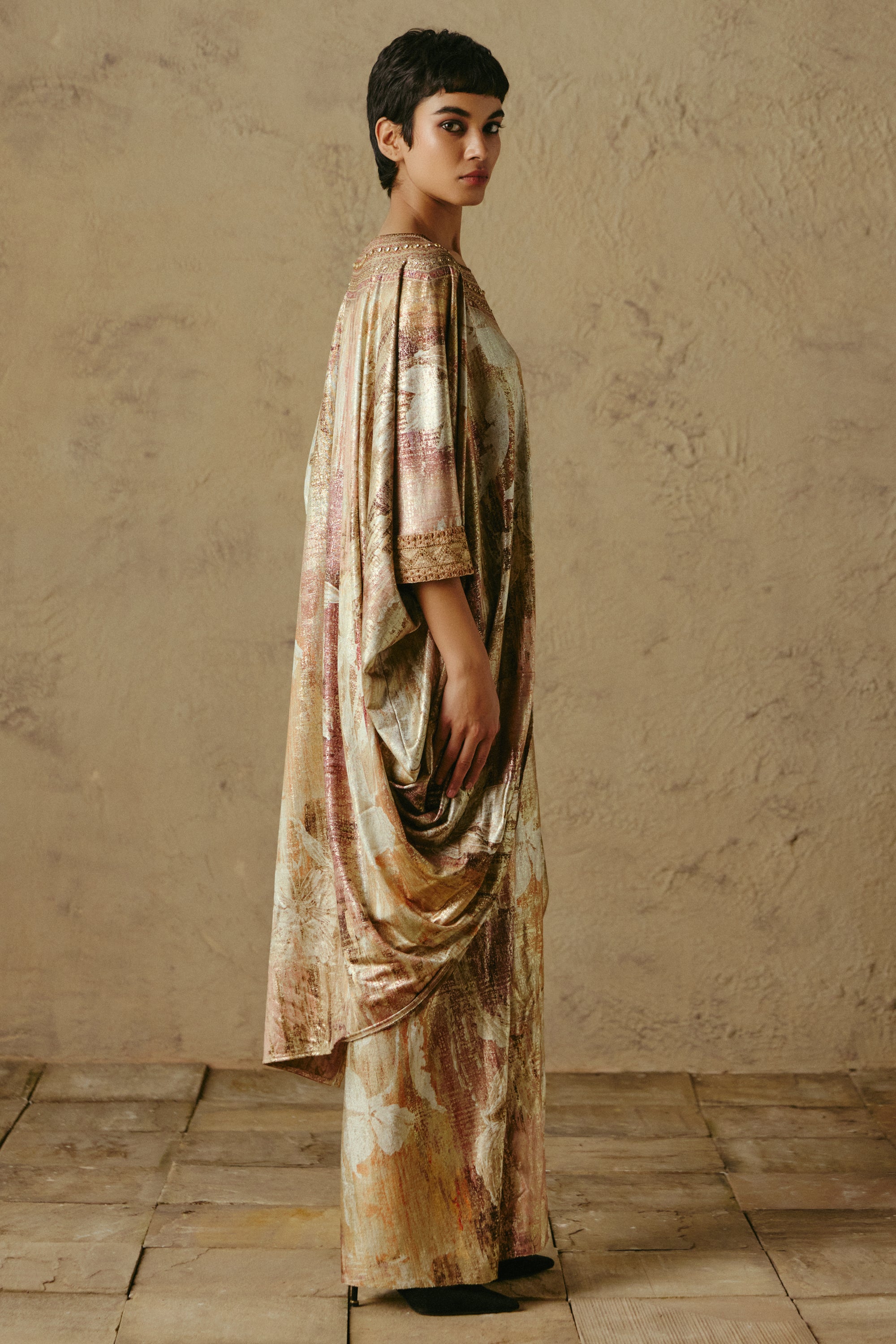 Jewel Neck Foil Tunic
