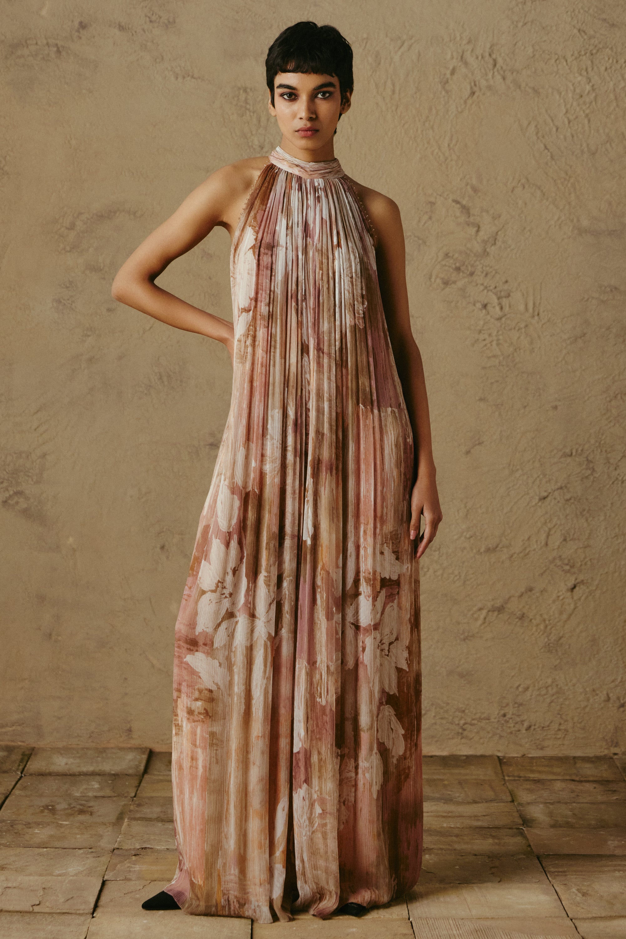 Crystal Halter Chiffon Jumpsuit