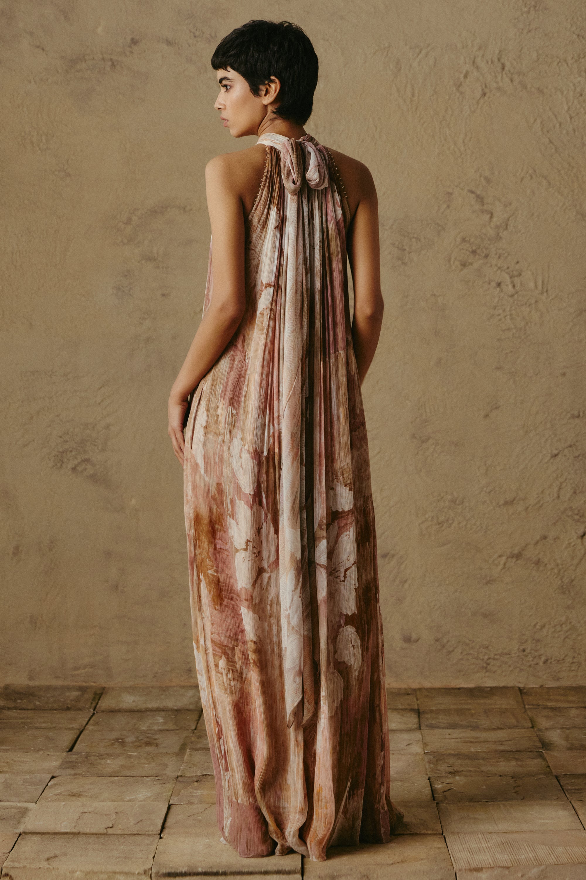 Crystal Halter Chiffon Jumpsuit