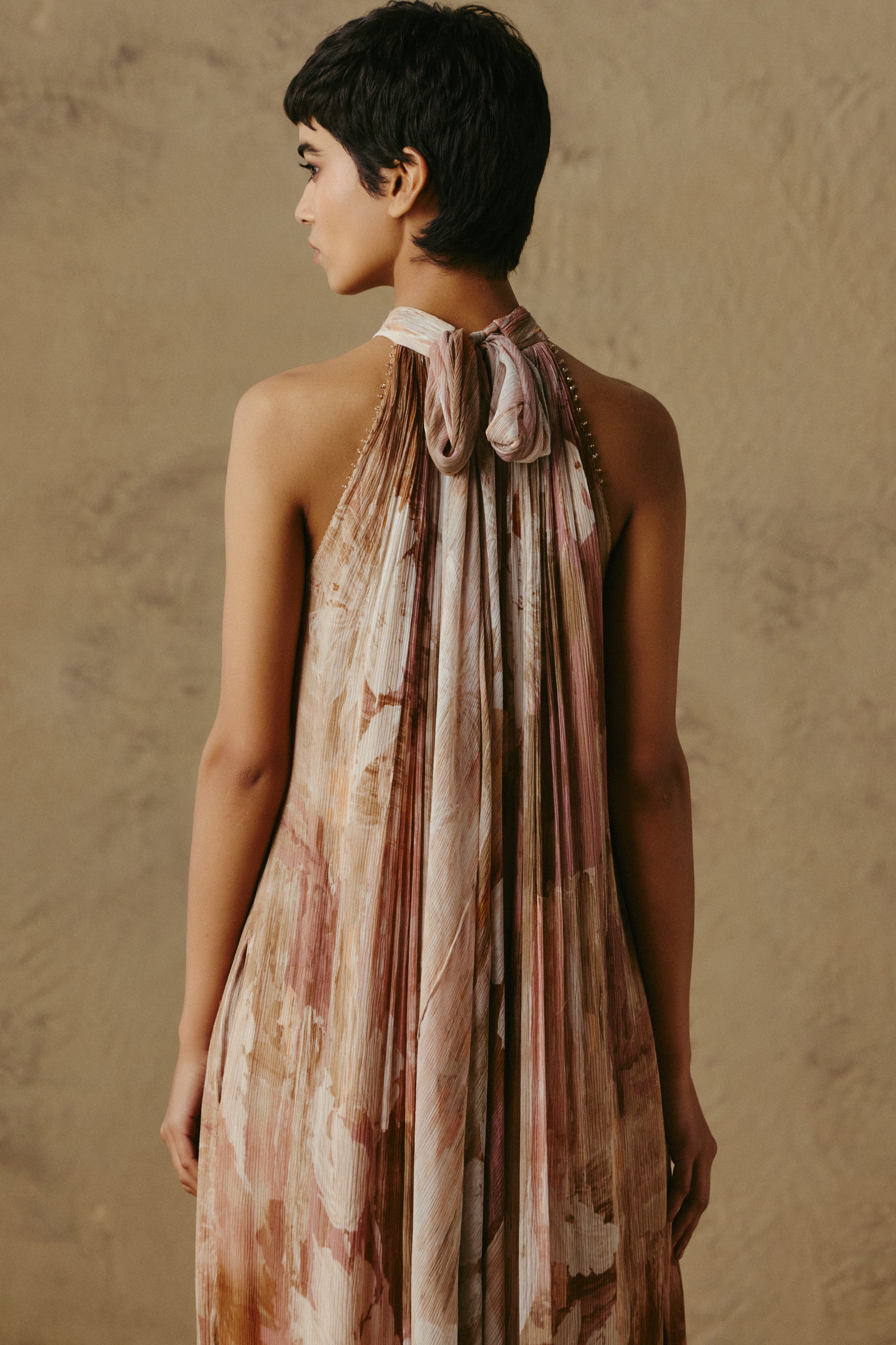 Crystal Halter Chiffon Jumpsuit