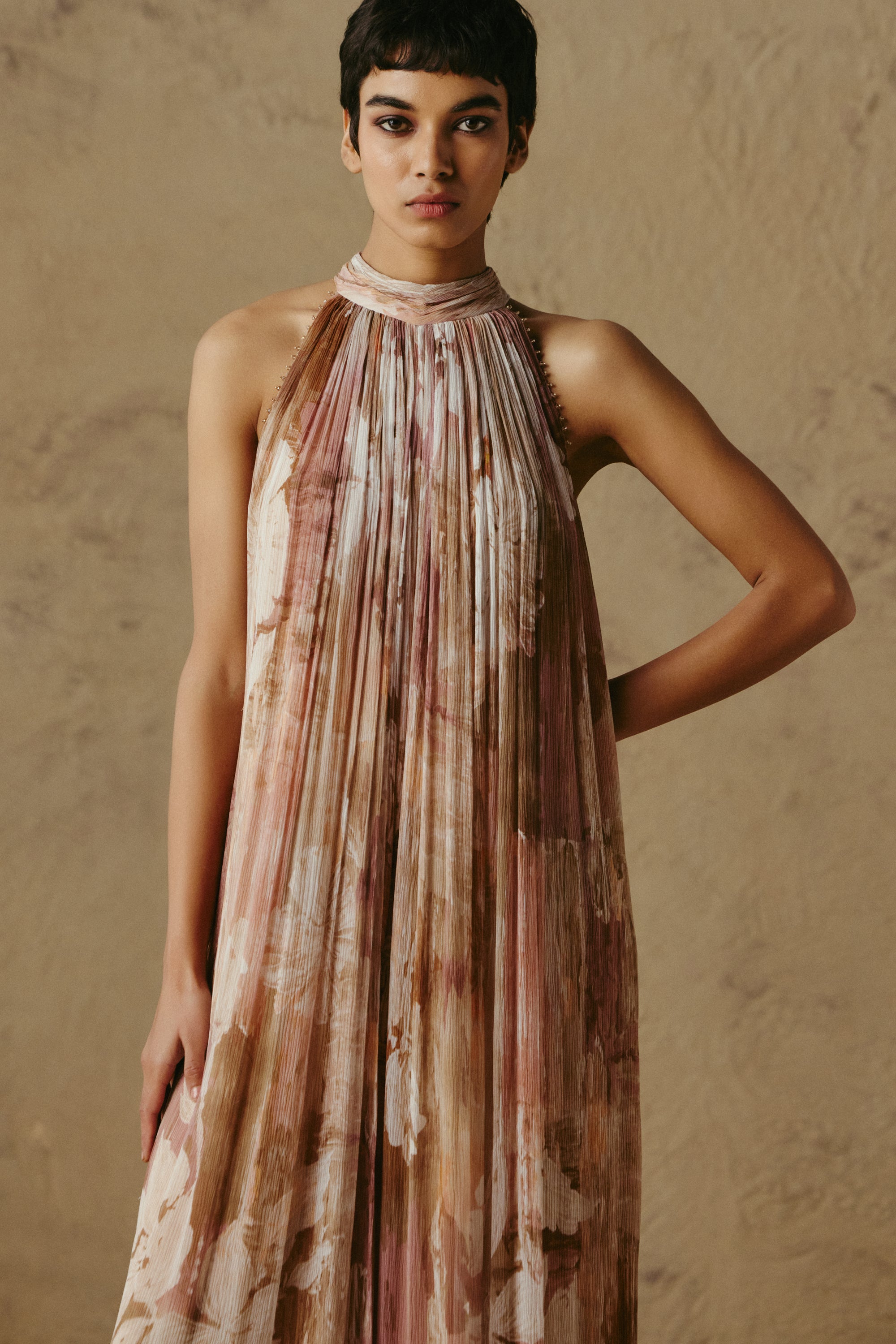 Crystal Halter Chiffon Jumpsuit