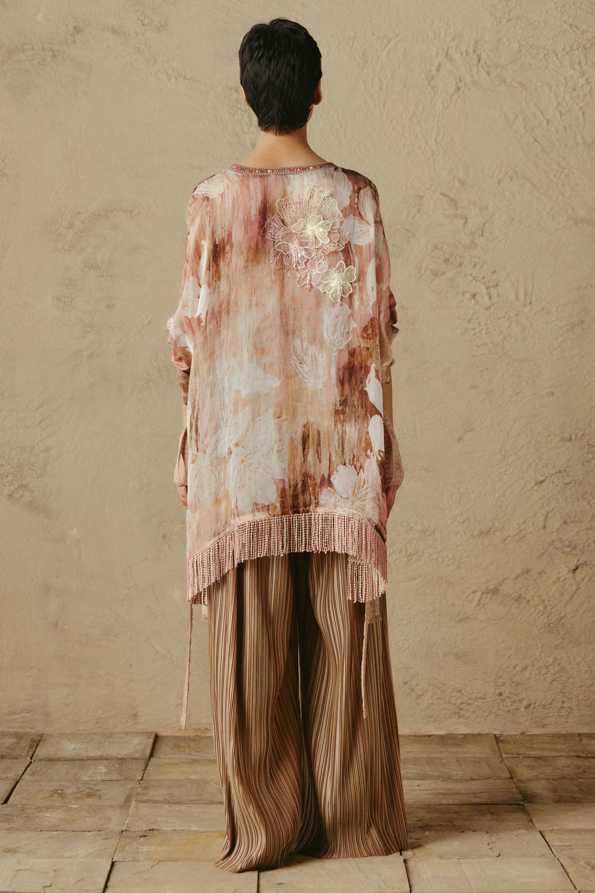 Floral Rib Organza Top