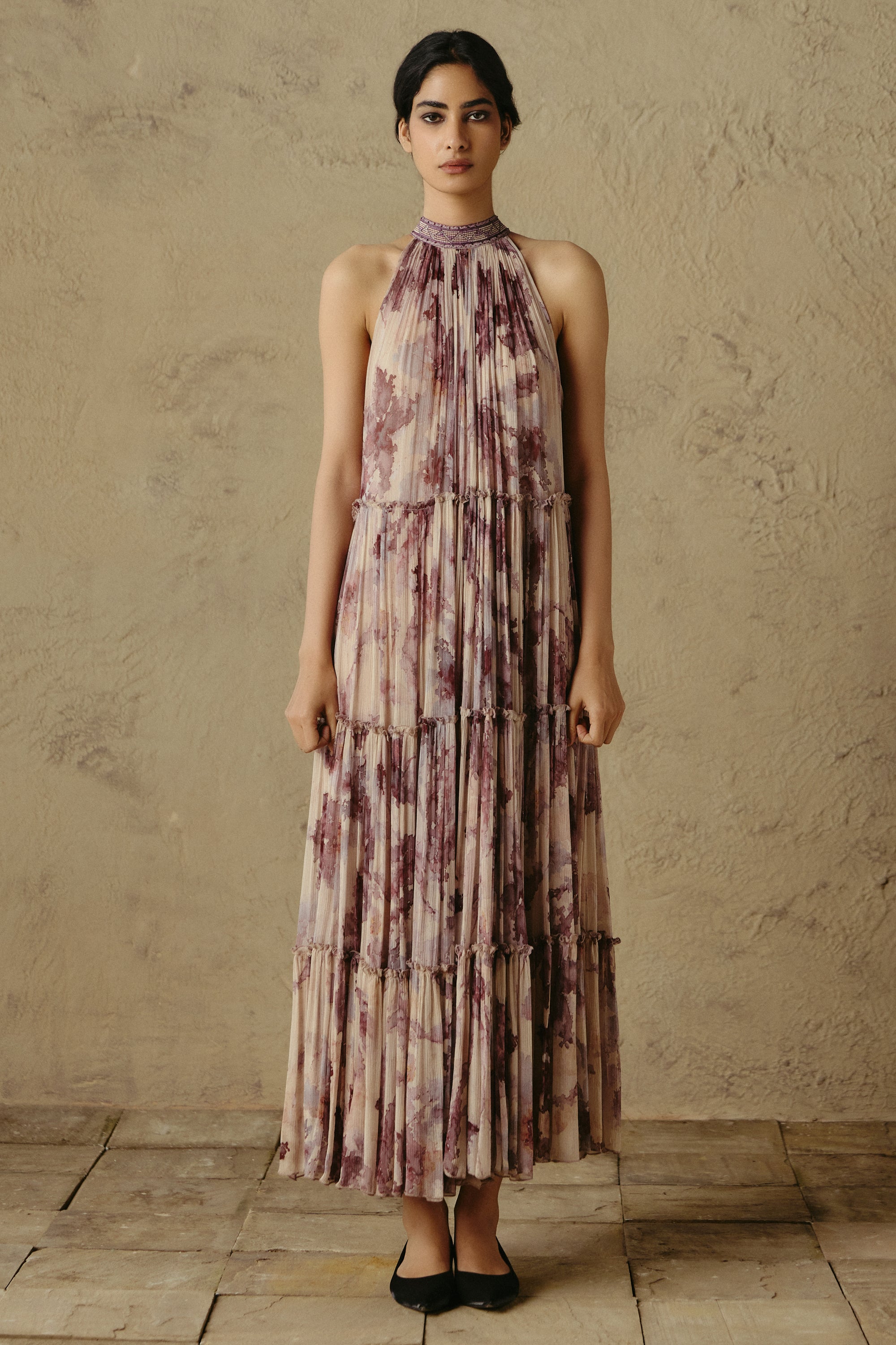 Floral Halter Tier Dress