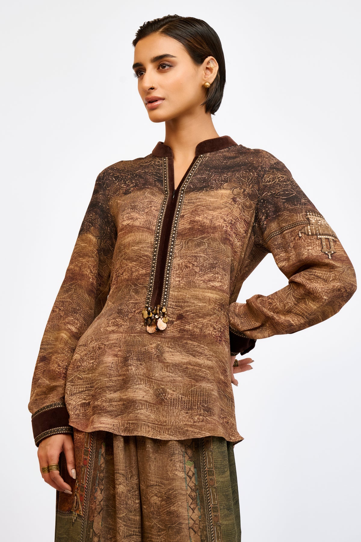 Velvet Trim Shirt