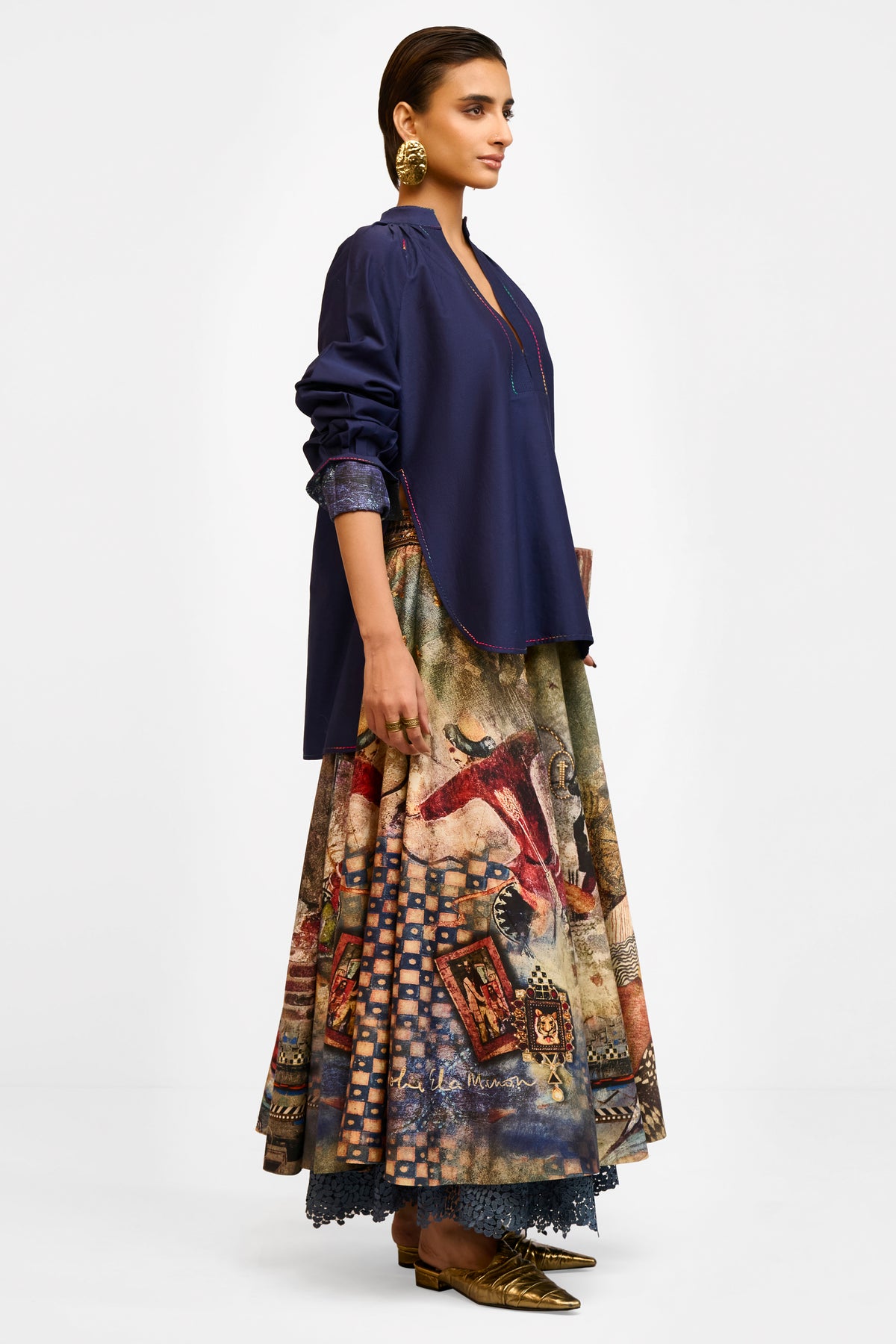 Printed Chanderi Skirt