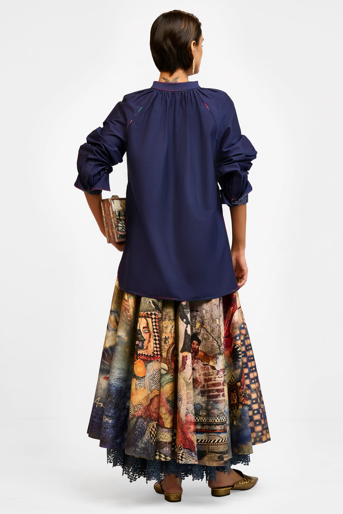 Printed Chanderi Skirt