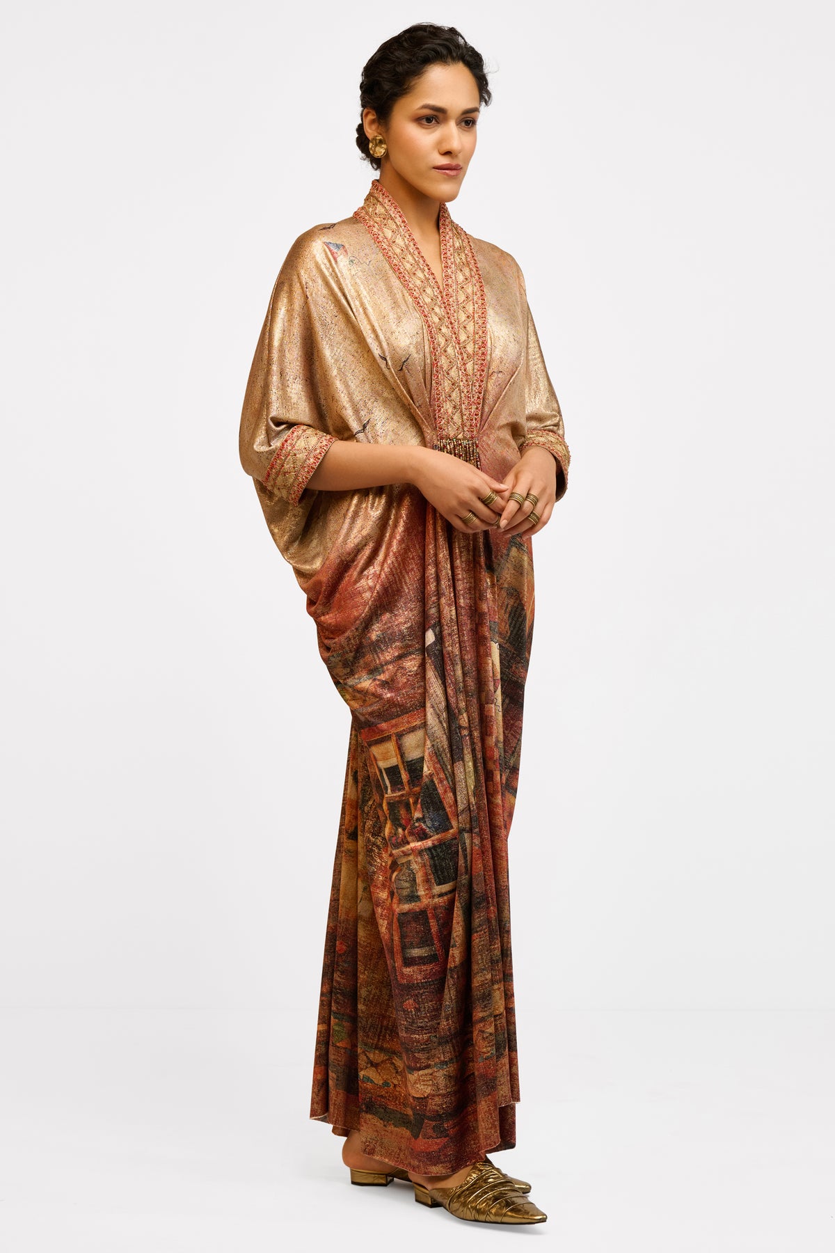 Embroidered Foil Kaftan